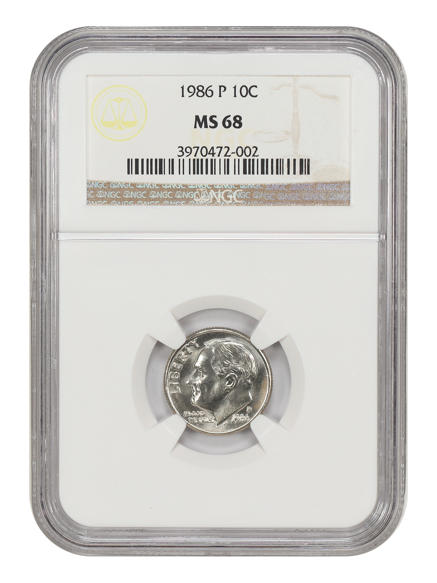 1986-P 10C NGC MS68