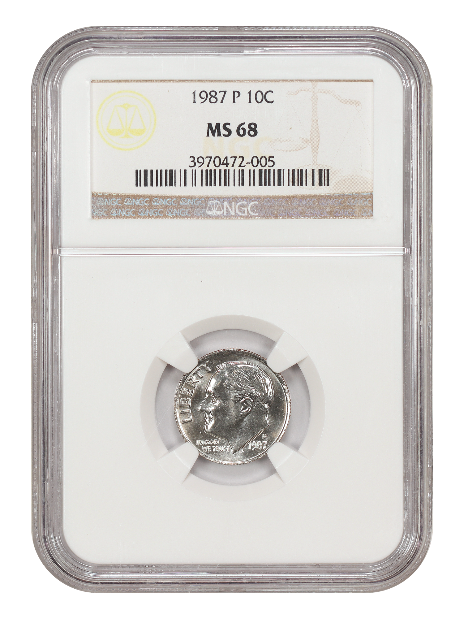 1987-P 10C NGC MS68