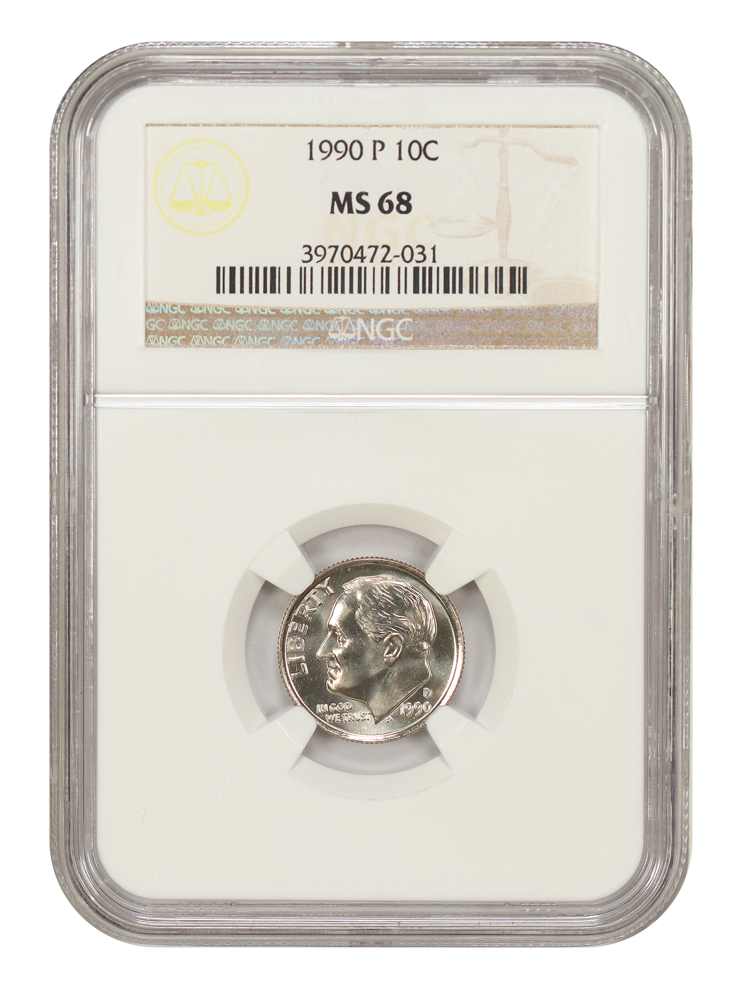 1990-P 10C NGC MS68