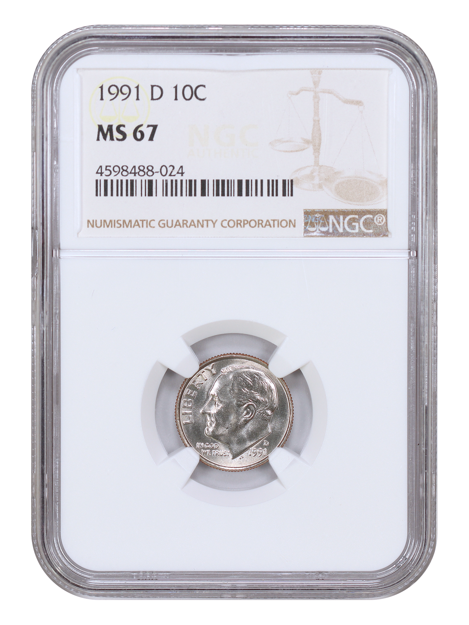 1991-D 10C NGC MS67