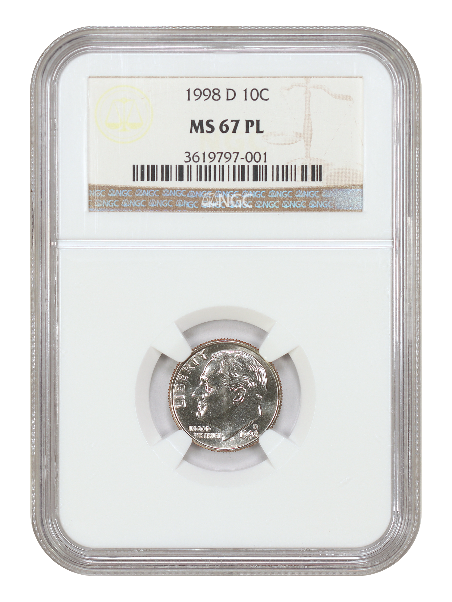 1998-D 10C NGC MS67PL