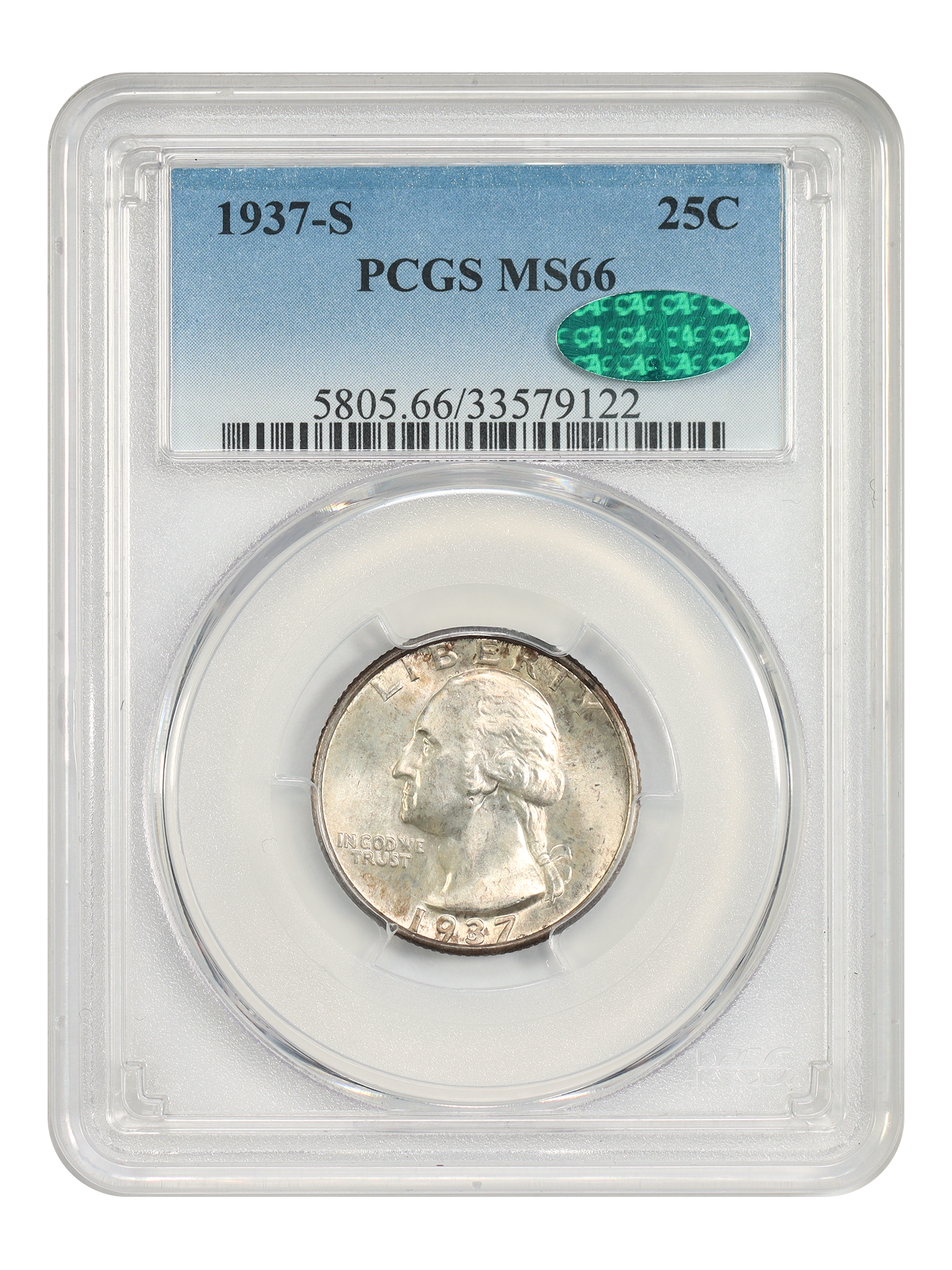 1937-S 25C PCGS/CAC MS66