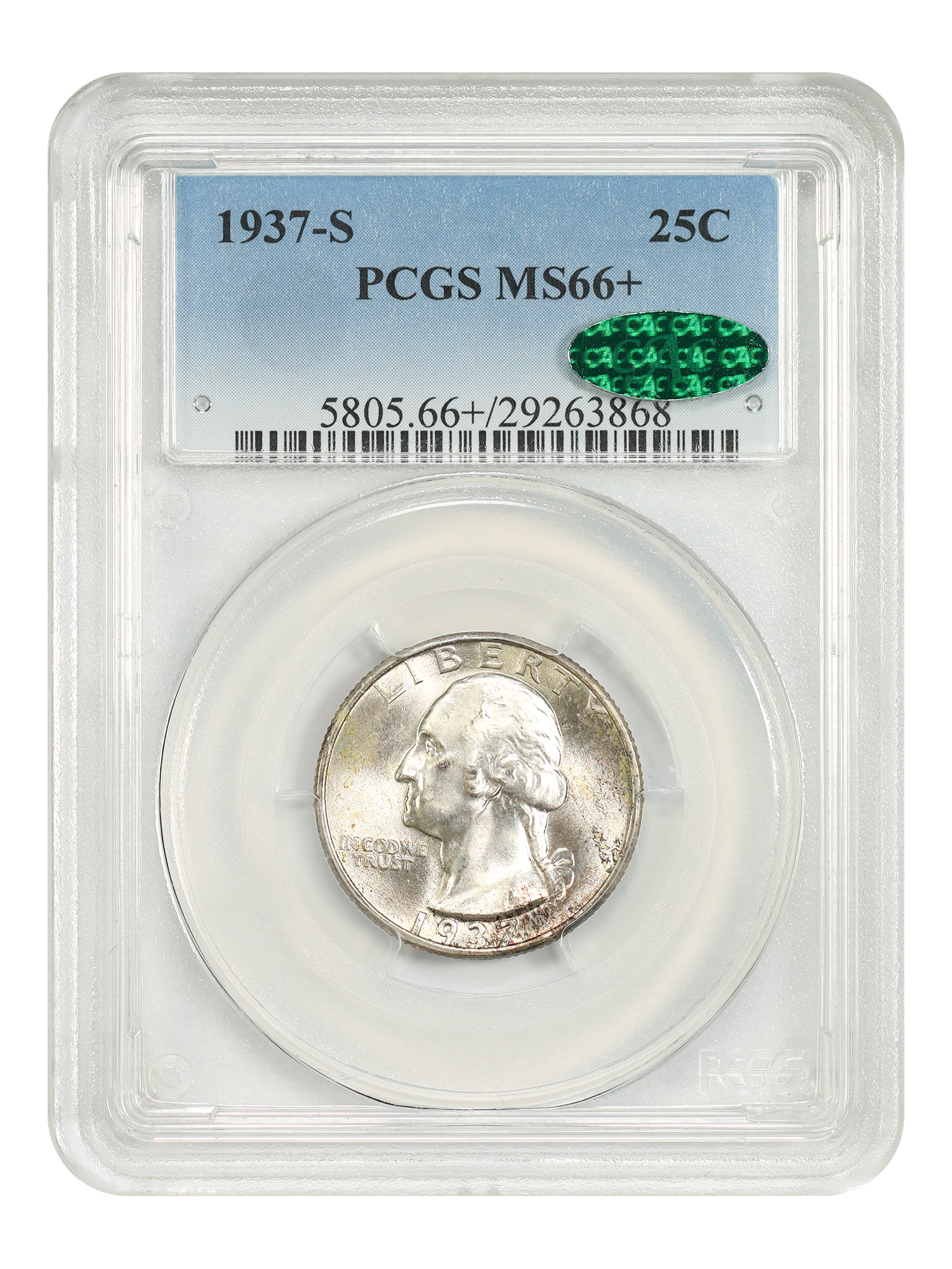 1937-S 25C PCGS/CAC MS66+