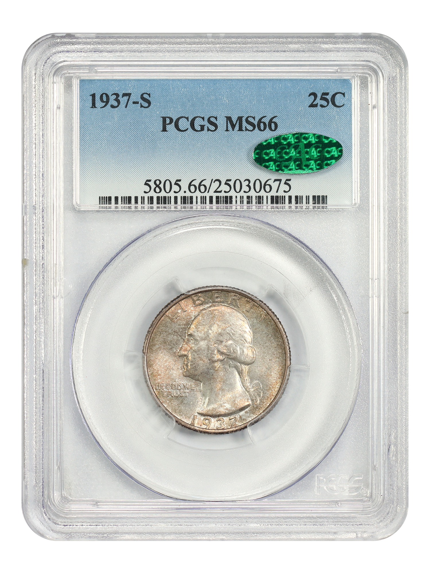 1937-S 25C PCGS/CAC MS66