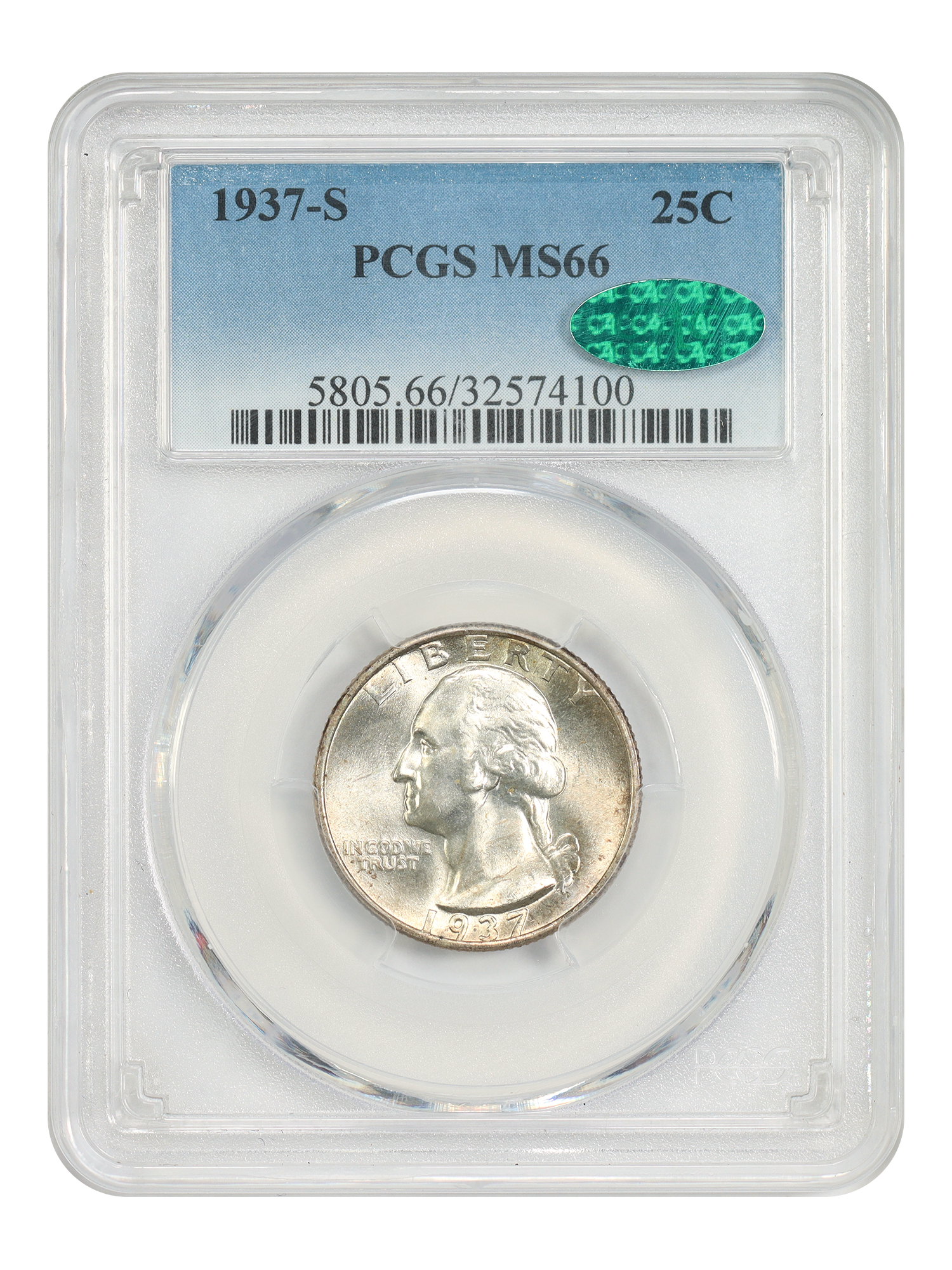 1937-S 25C PCGS/CAC MS66