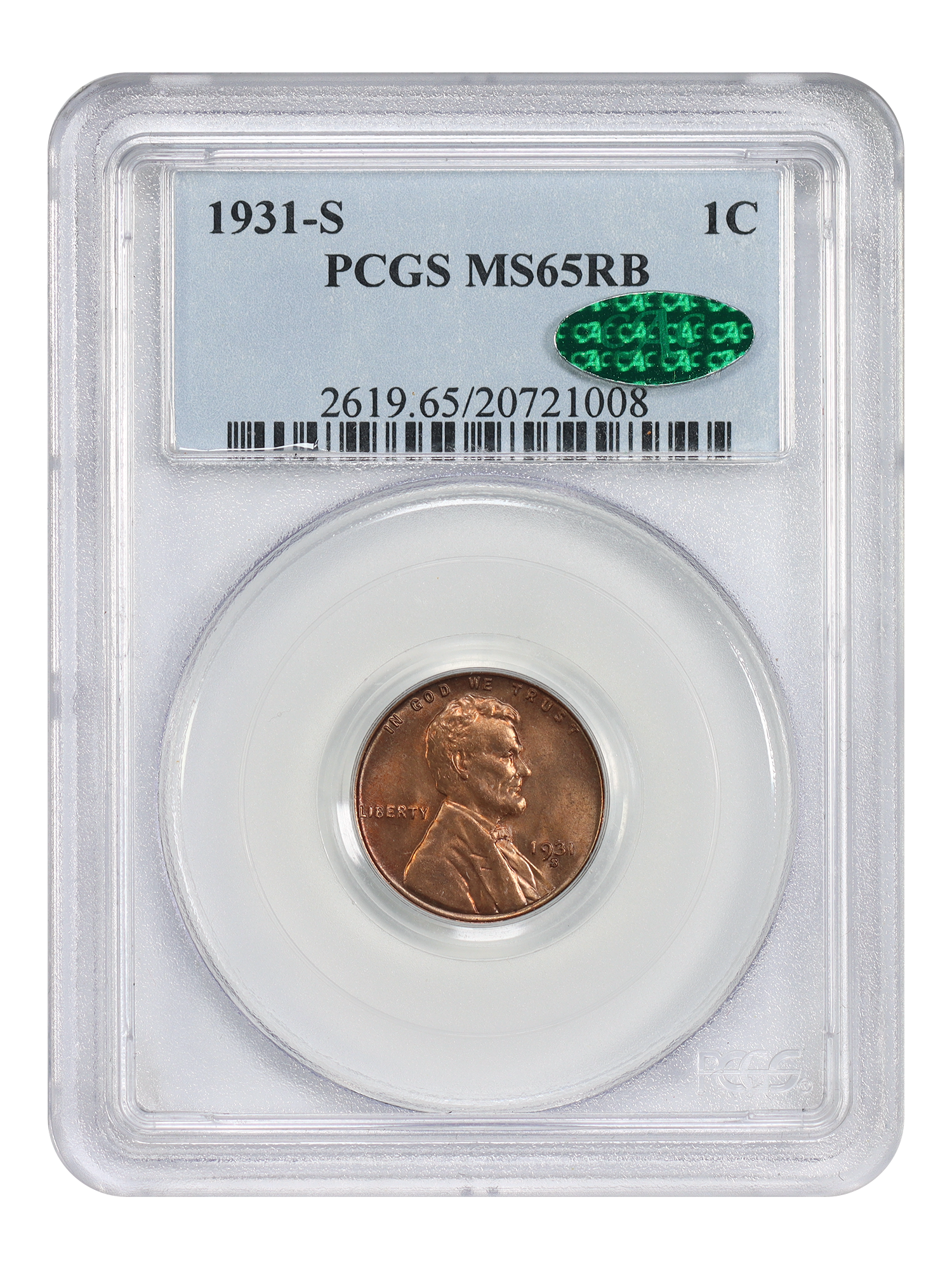 1931-S 1C PCGS/CAC MS65RB
