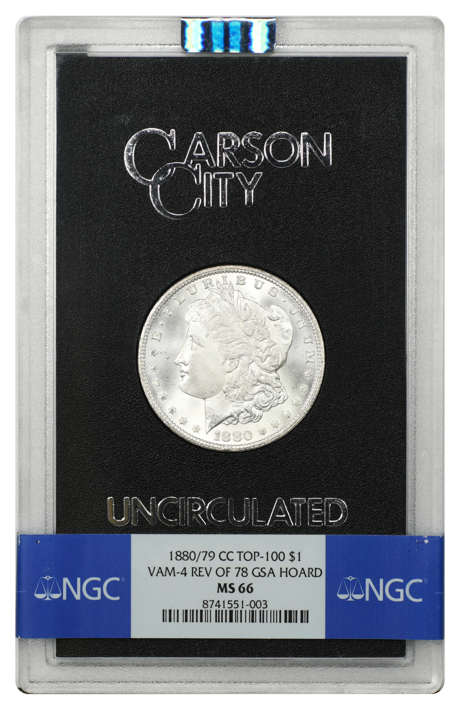 GSA: 1880/79-CC $1 NGC MS66 (VAM-4, Reverse of 1878)