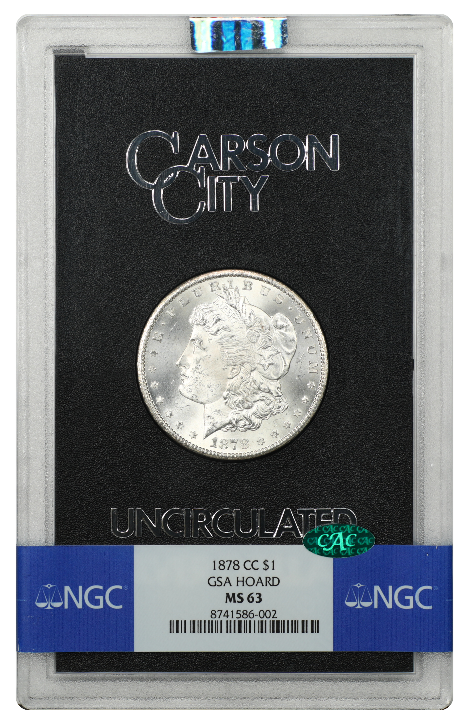 GSA: 1878-CC $1 NGC/CAC MS63