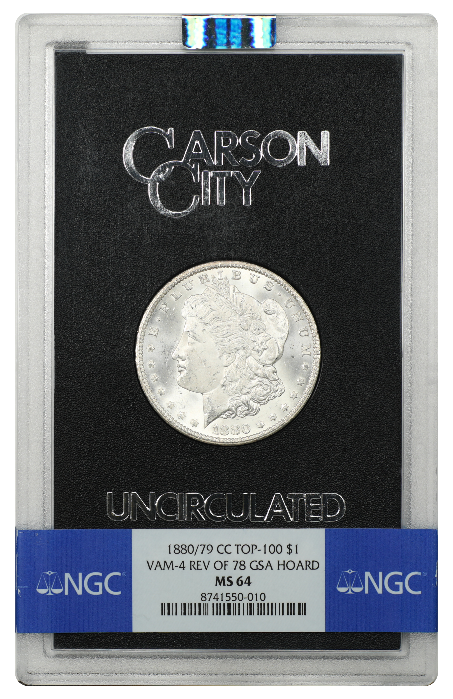 GSA: 1880/79-CC $1 NGC MS64 (VAM-4, Reverse of 1878)