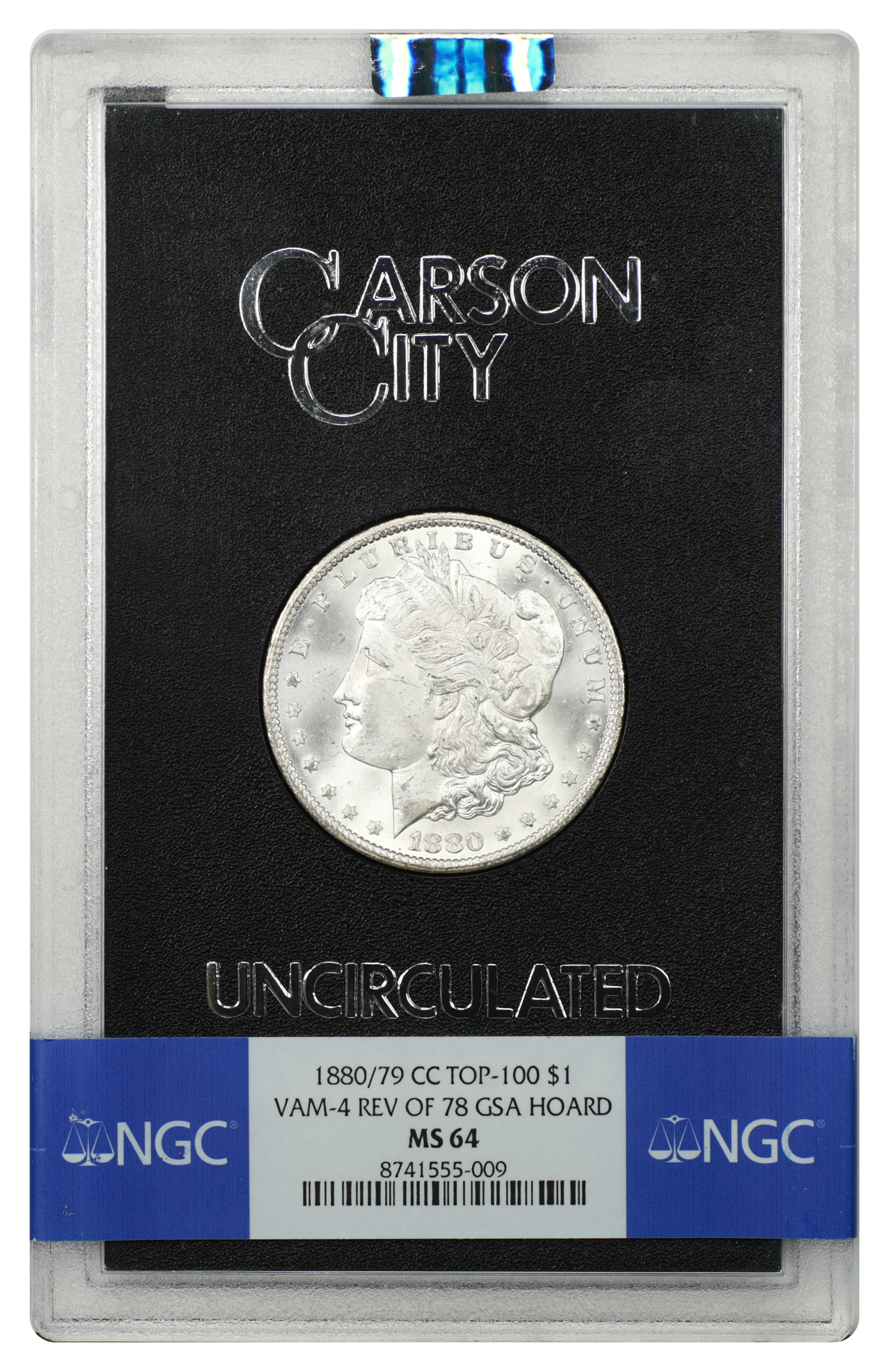 GSA: 1880/79-CC $1 NGC MS64 (VAM-4, Reverse of 1878)