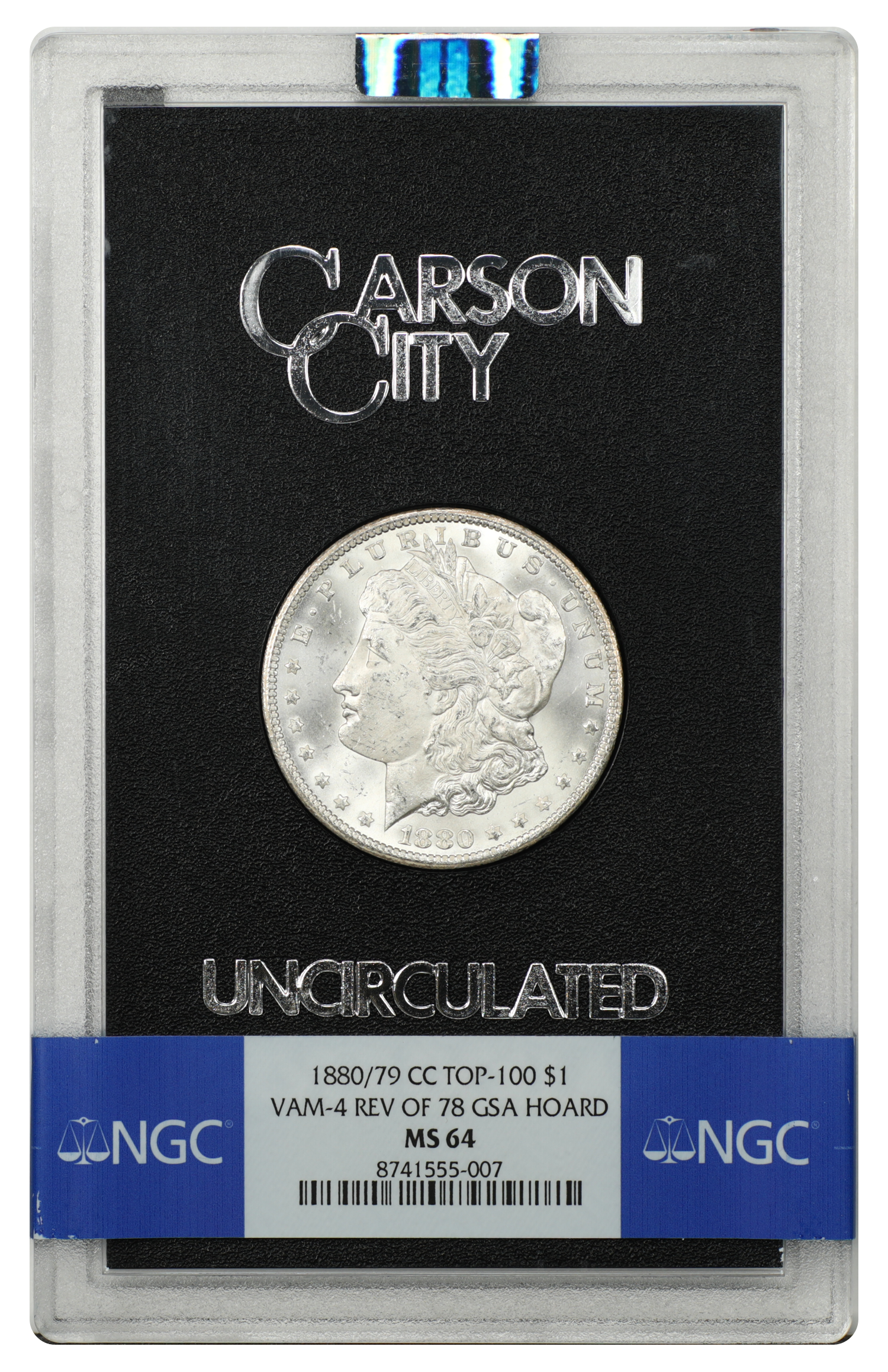 GSA: 1880/79-CC $1 NGC MS64 (VAM-4, Reverse of 1878)