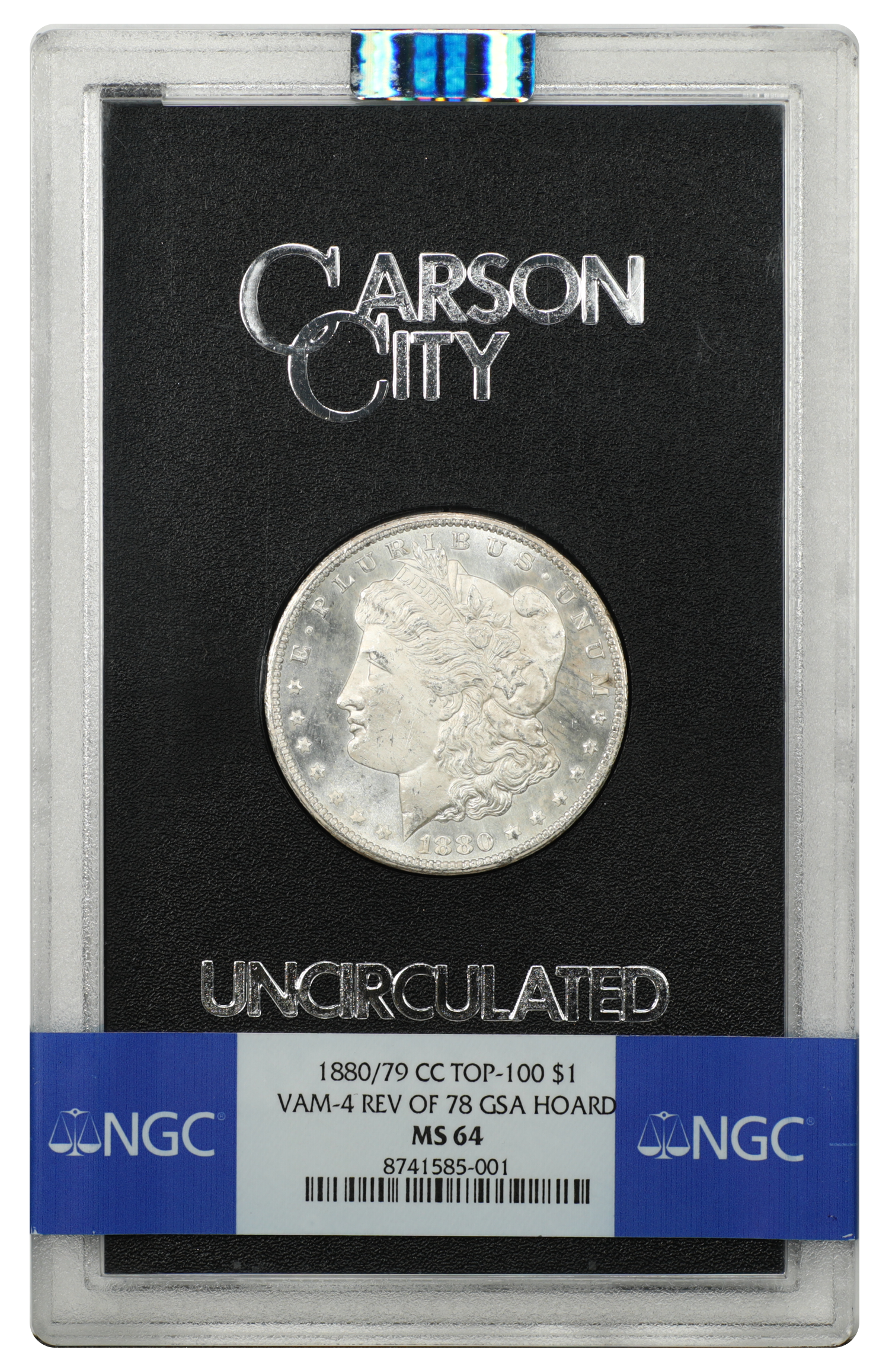 GSA: 1880/79-CC $1 NGC MS64 (VAM-4, Reverse of 1878)