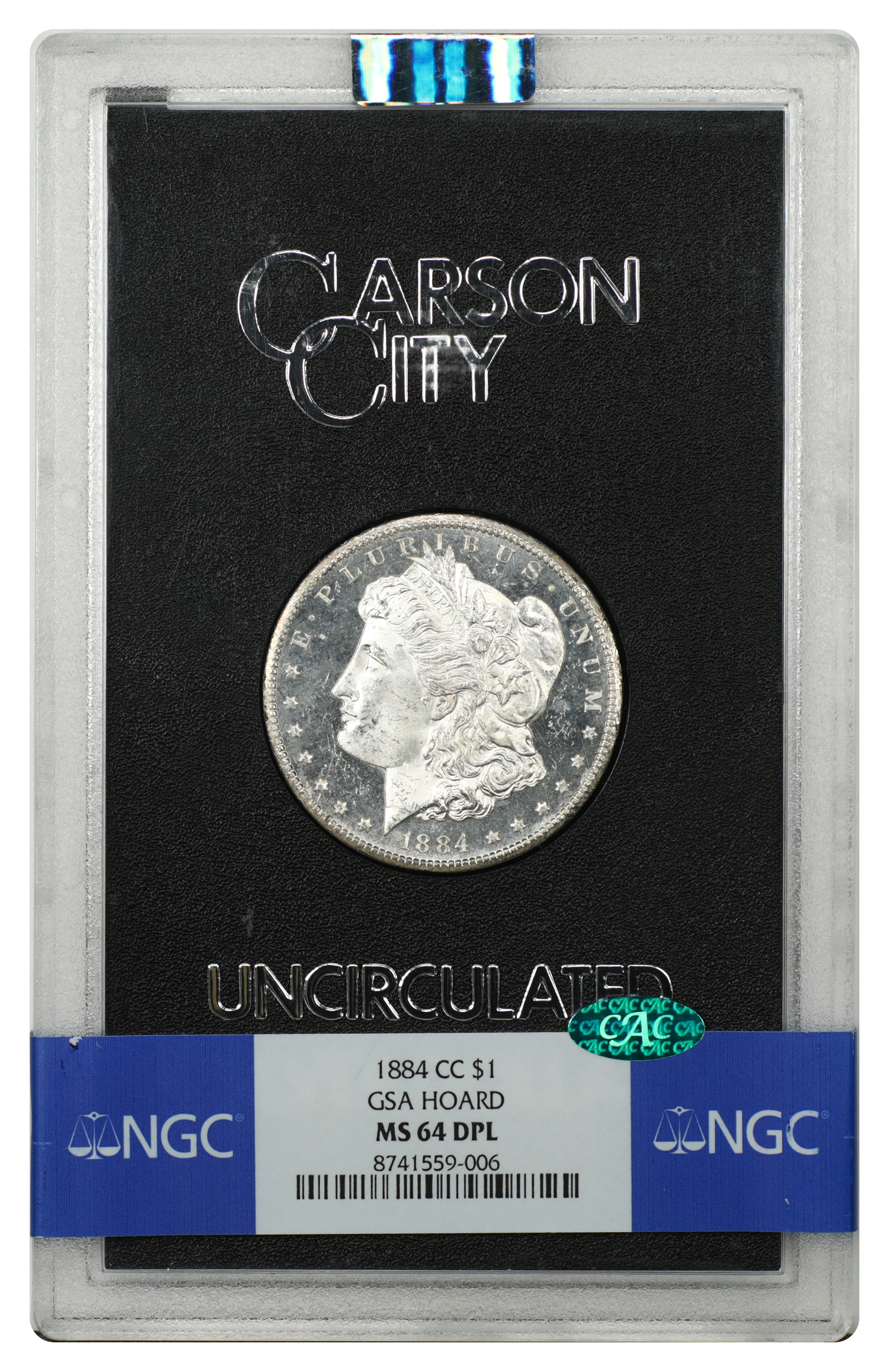 GSA: 1884-CC $1 NGC/CAC MS64DMPL