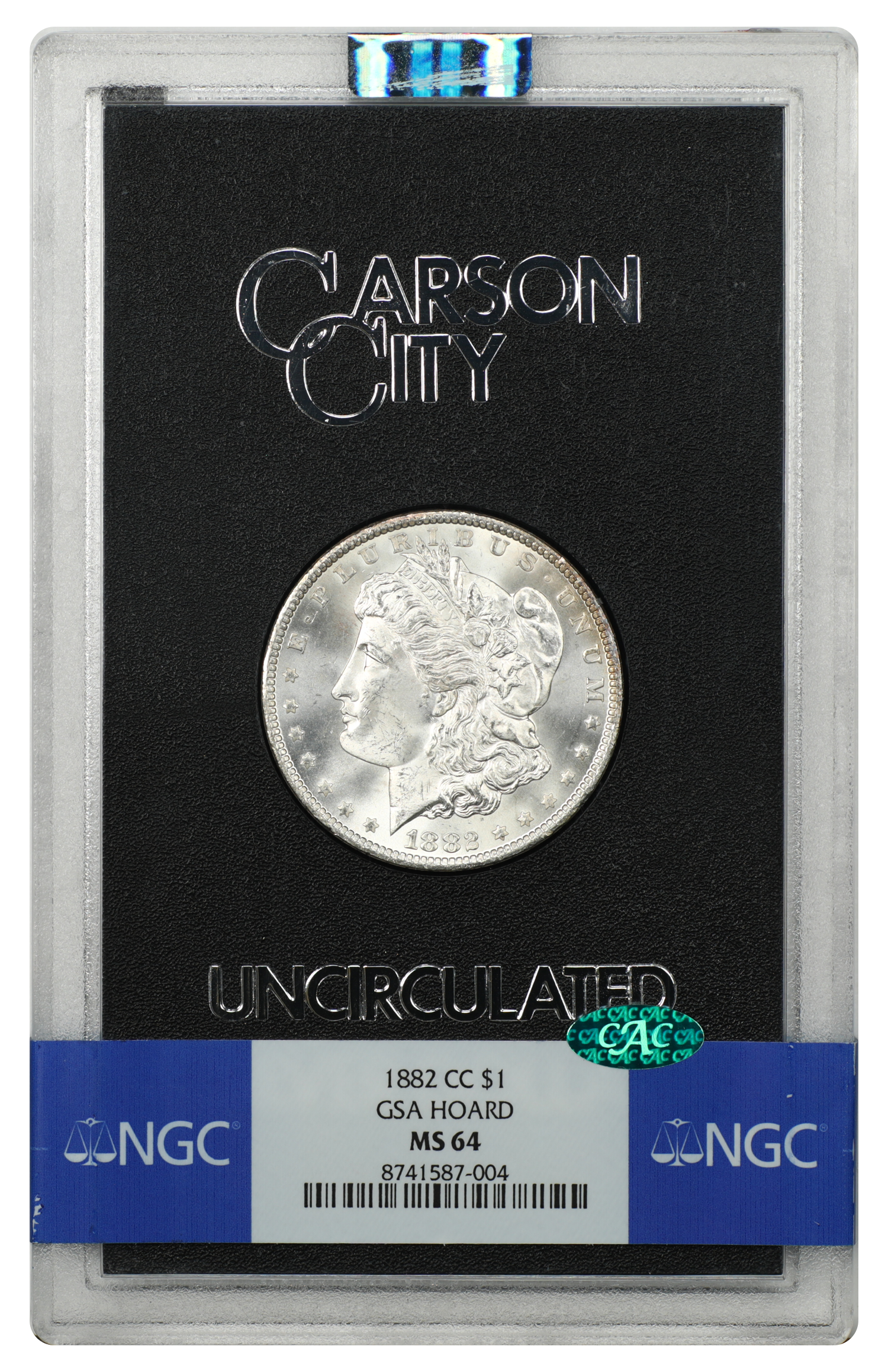 GSA: 1882-CC $1 NGC/CAC MS64