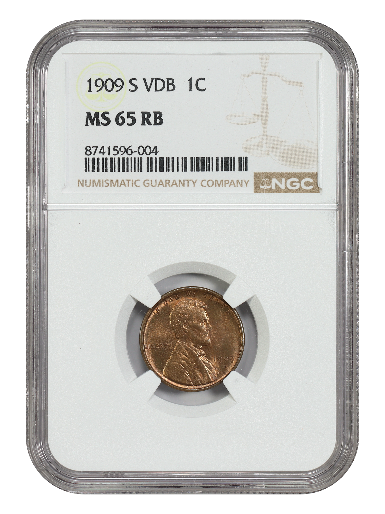 1909-S VDB 1C NGC MS65RB