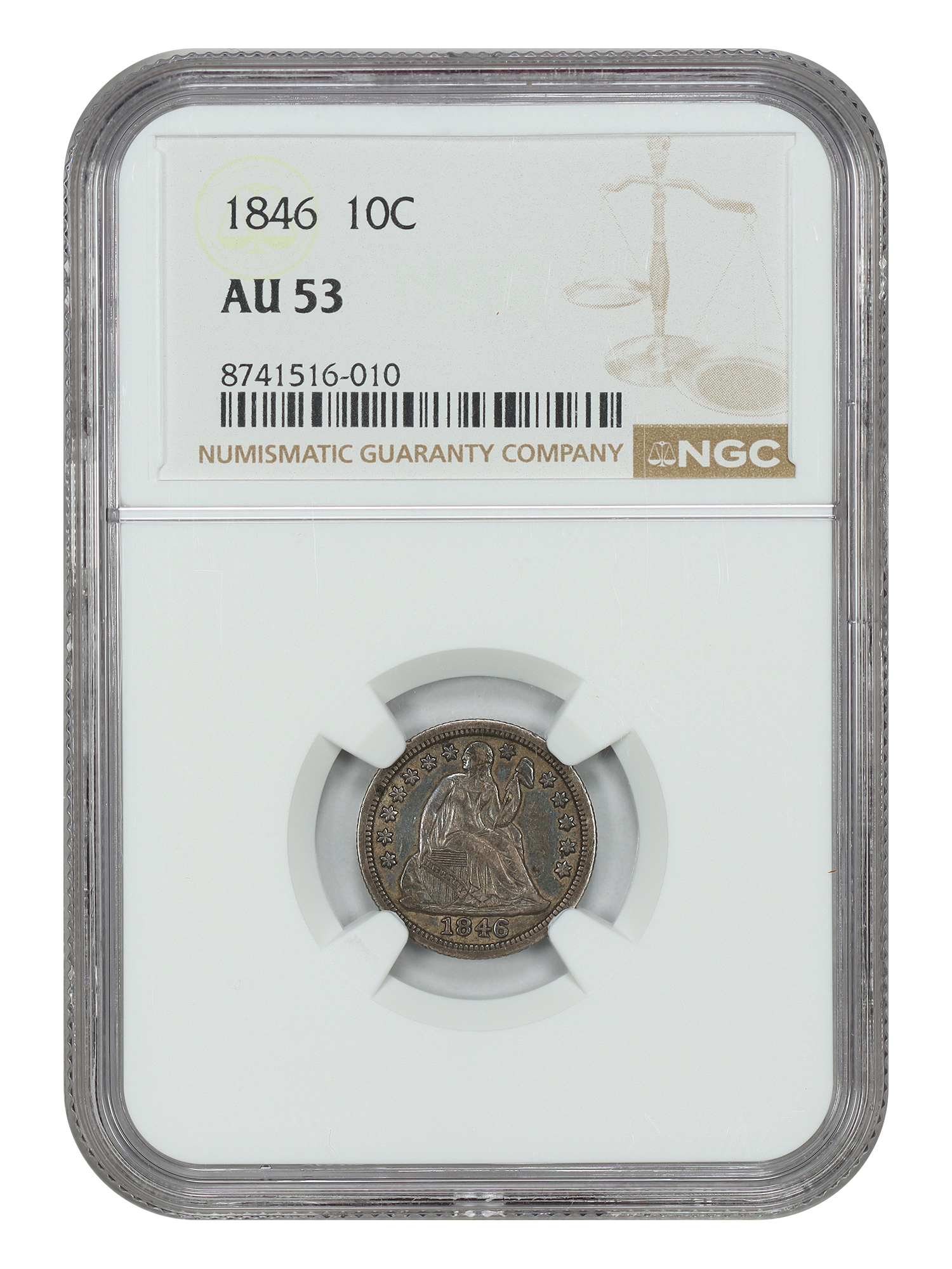 1846 10C NGC AU53