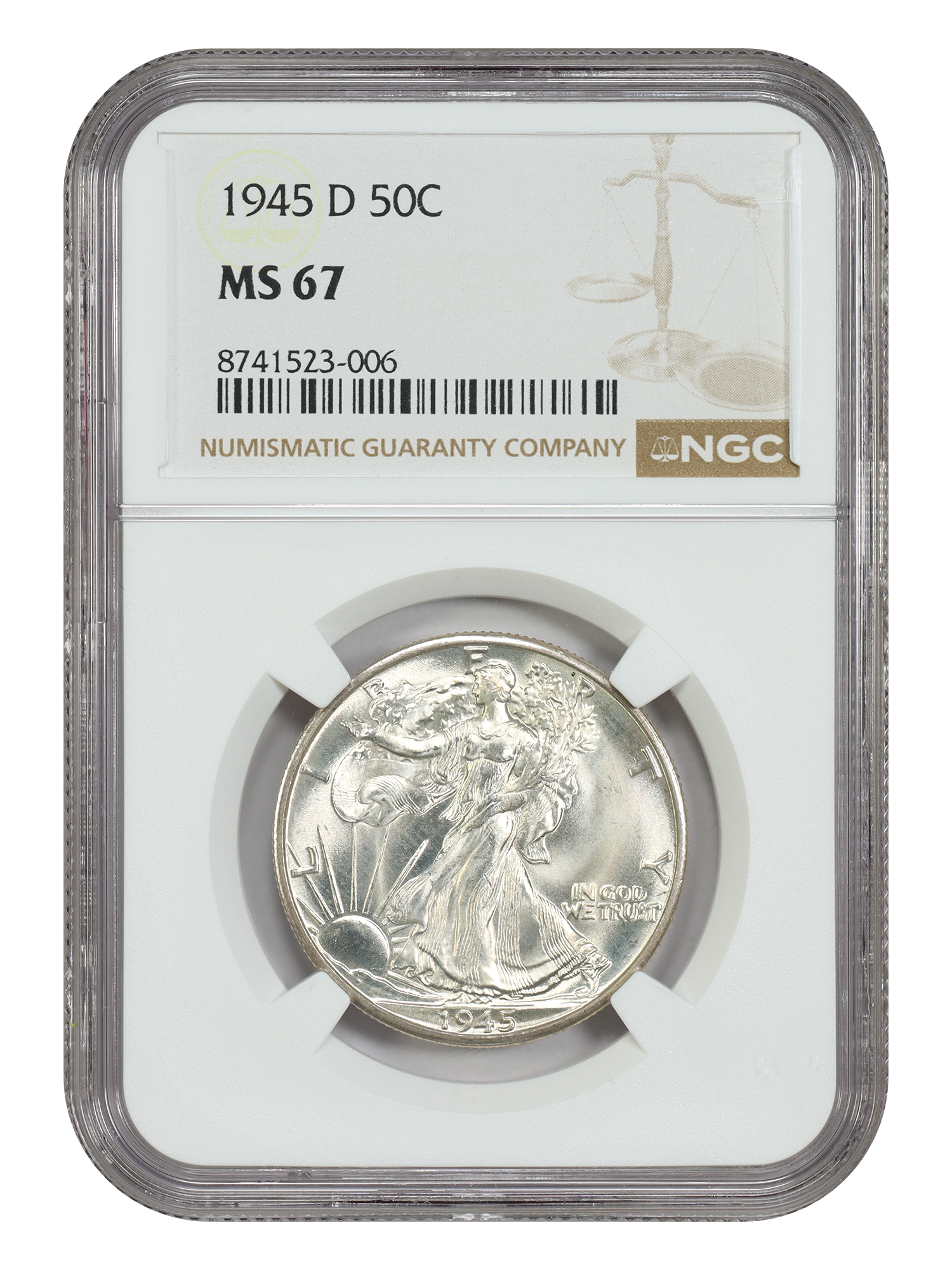 1945-D 50C NGC MS67
