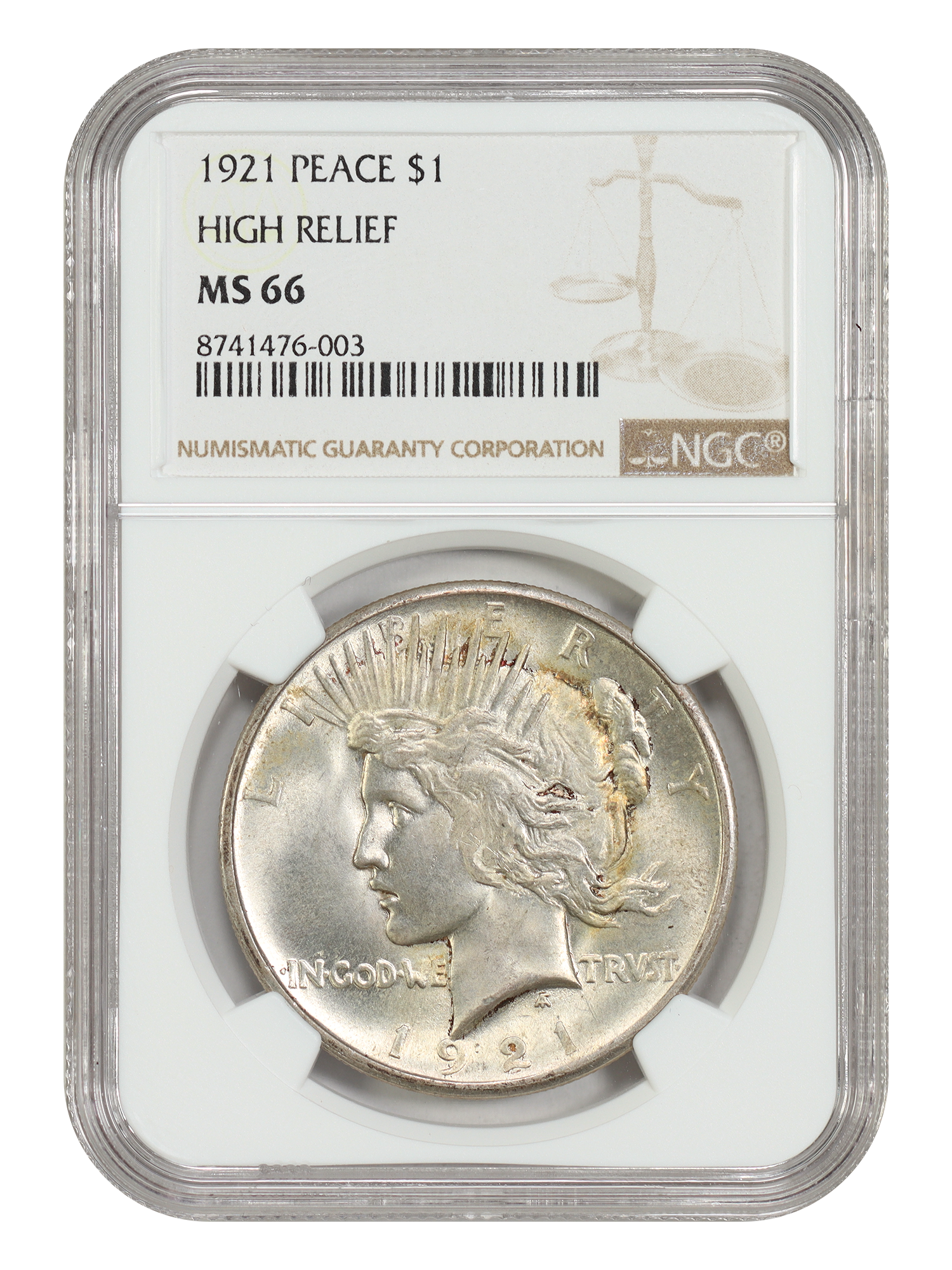 1921 $1 High Relief NGC MS66