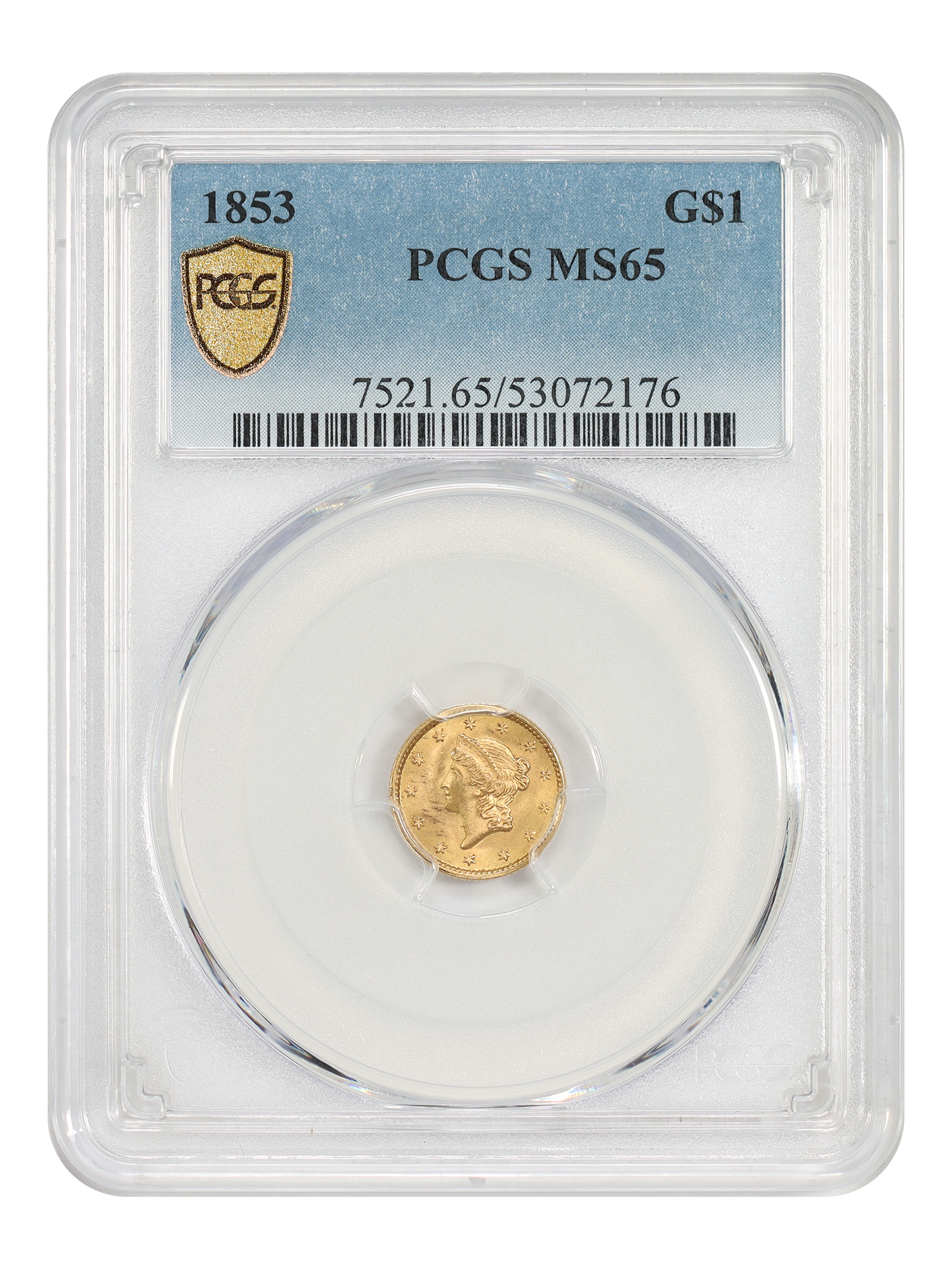 1853 G$1 PCGS MS65