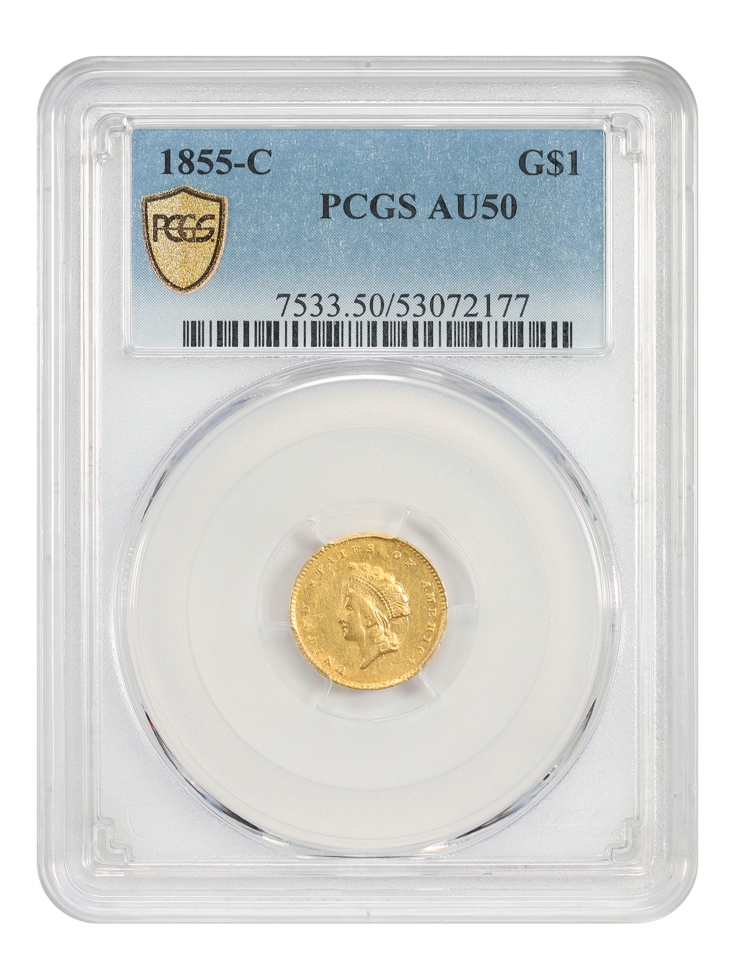 1855-C G$1 PCGS AU50