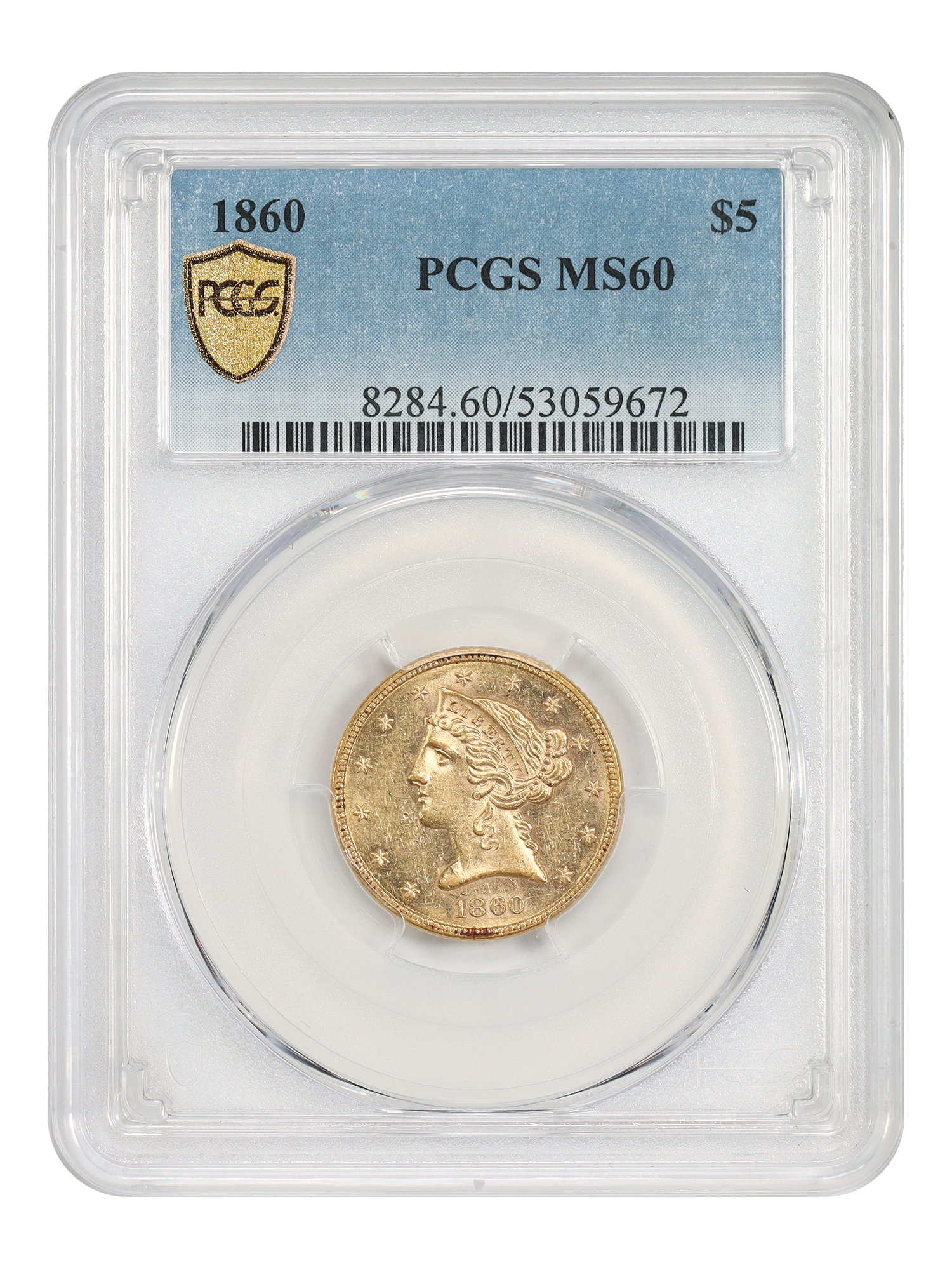 1860 $5 PCGS MS60