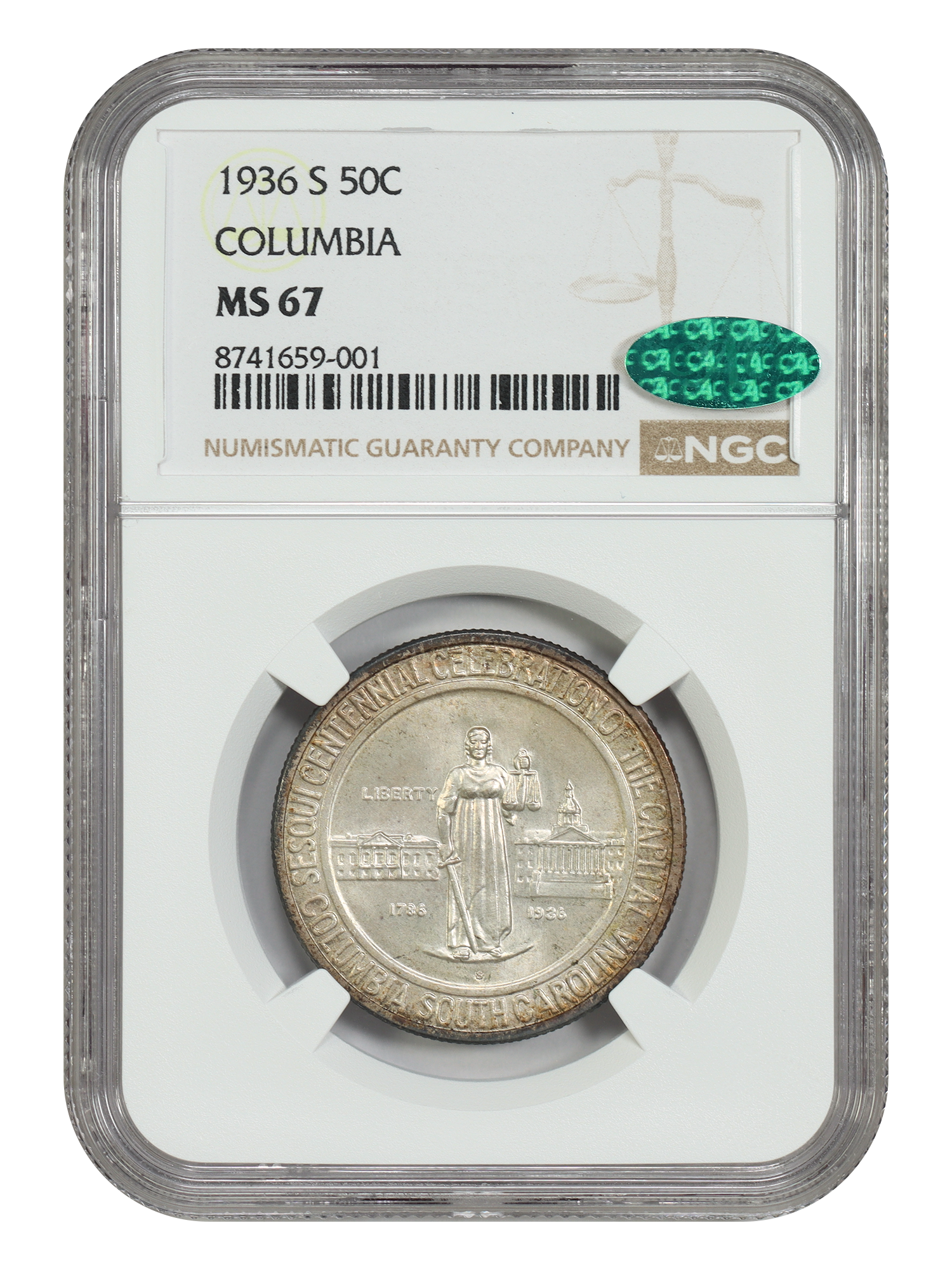 1936-S 50C Columbia NGC/CAC MS67
