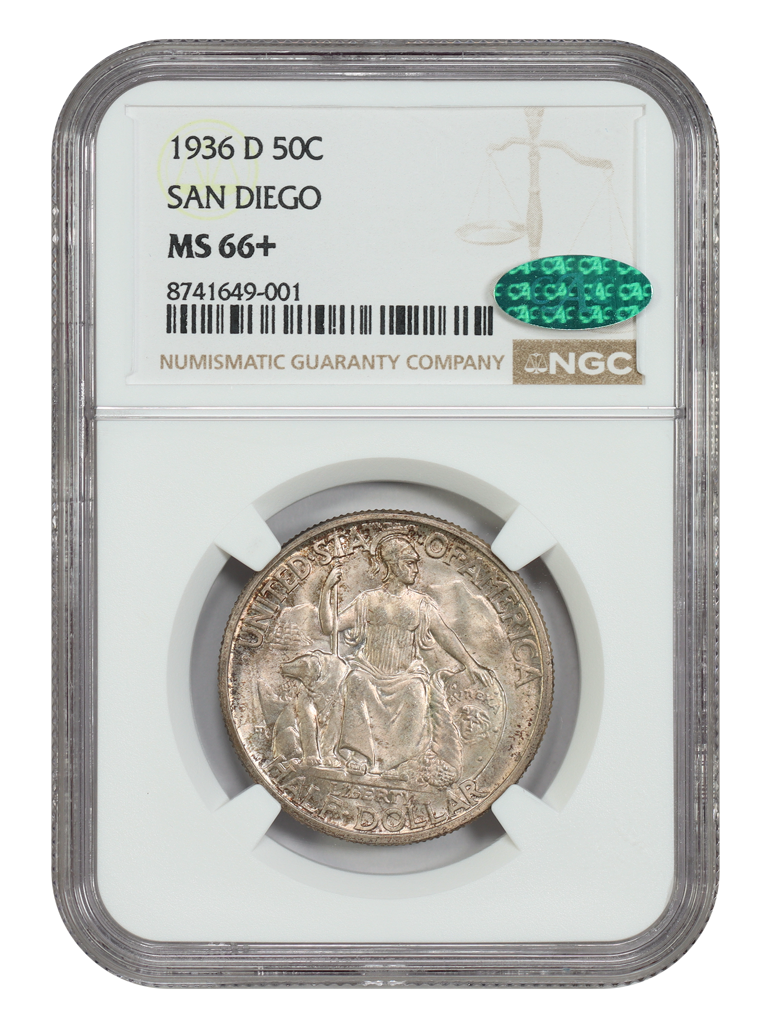 1936-D 50C San Diego NGC/CAC MS66+