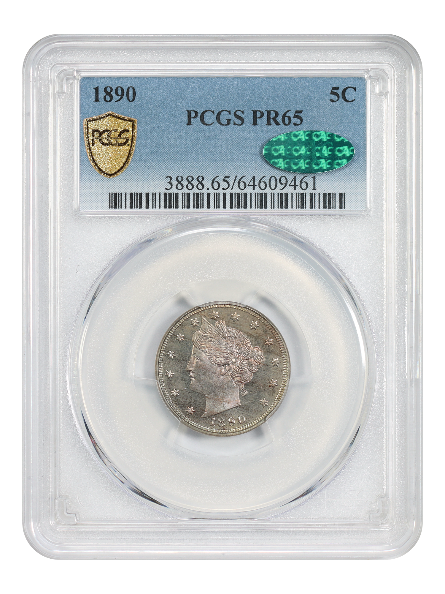 1890 5C PCGS/CAC PR65