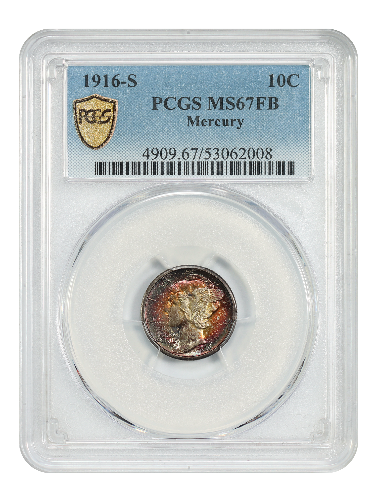 1916-S 10C Mercury PCGS MS67FB