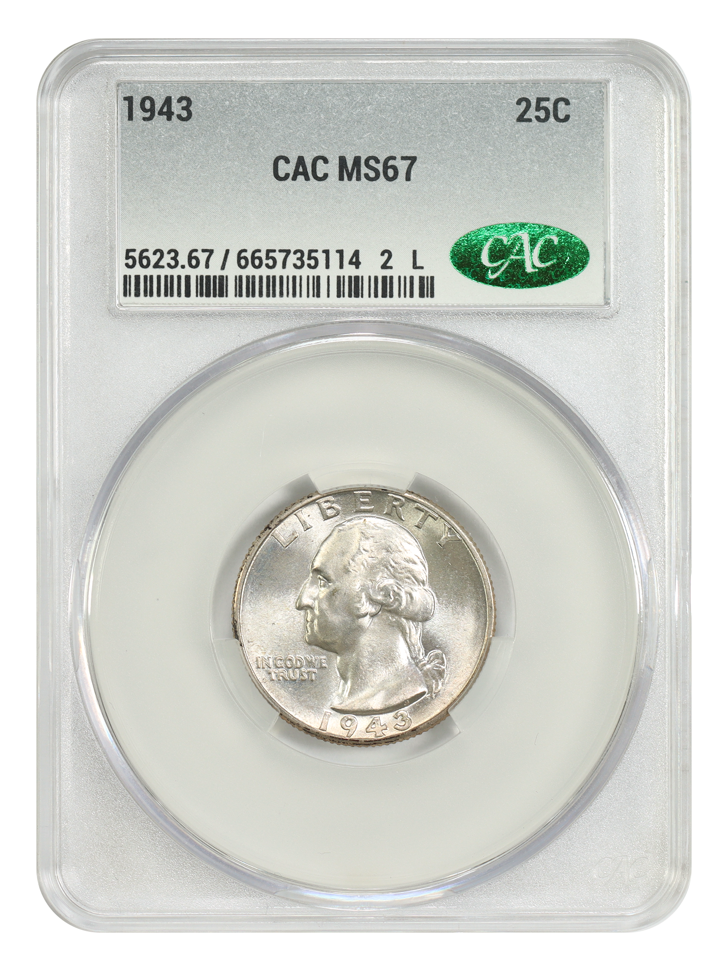 1943 25C CACG MS67