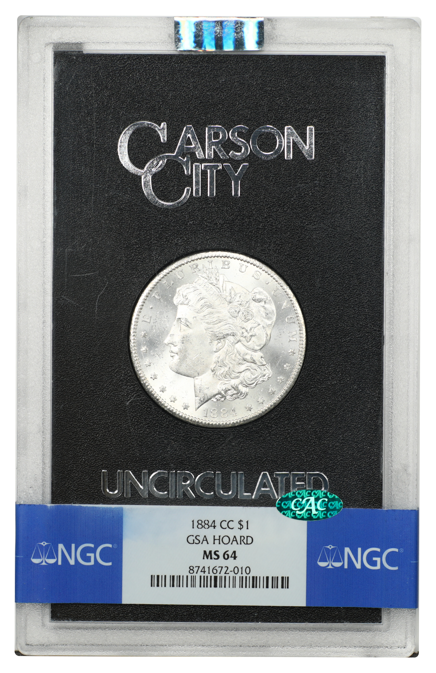 GSA: 1884-CC $1 NGC/CAC MS64