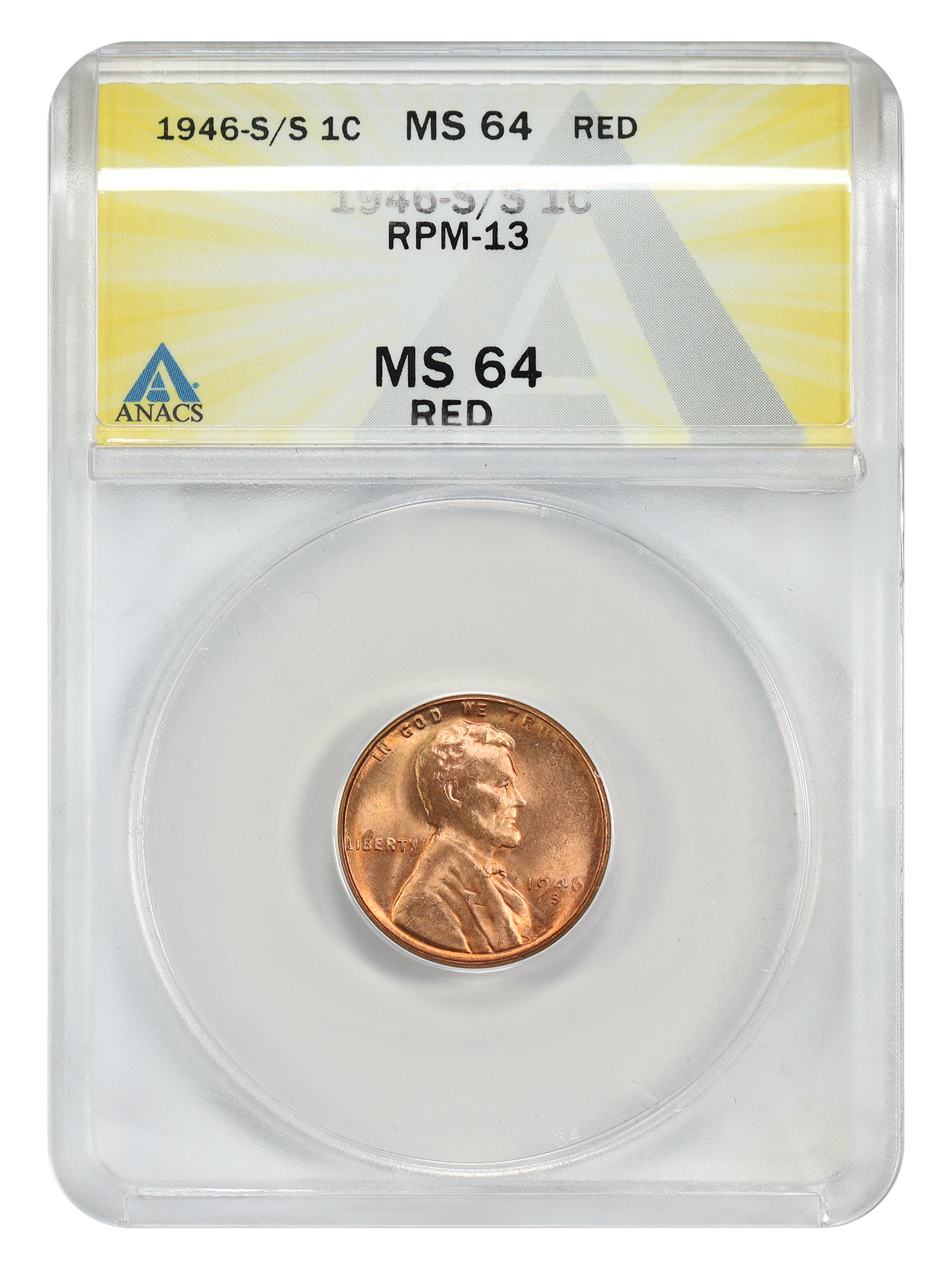 1946-S/S 1C ANACS MS64RD (RPM-13)