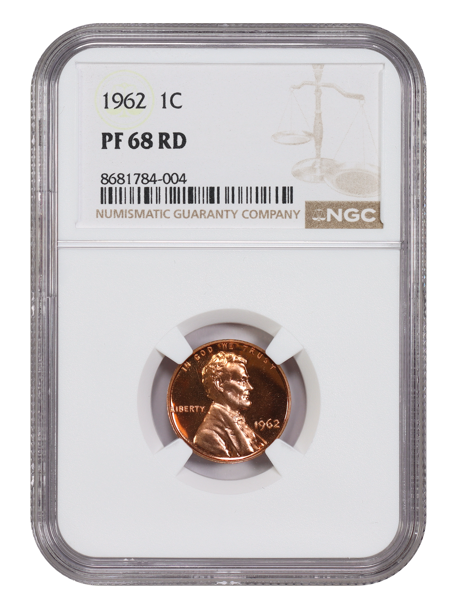 1962 1C NGC PR68RD