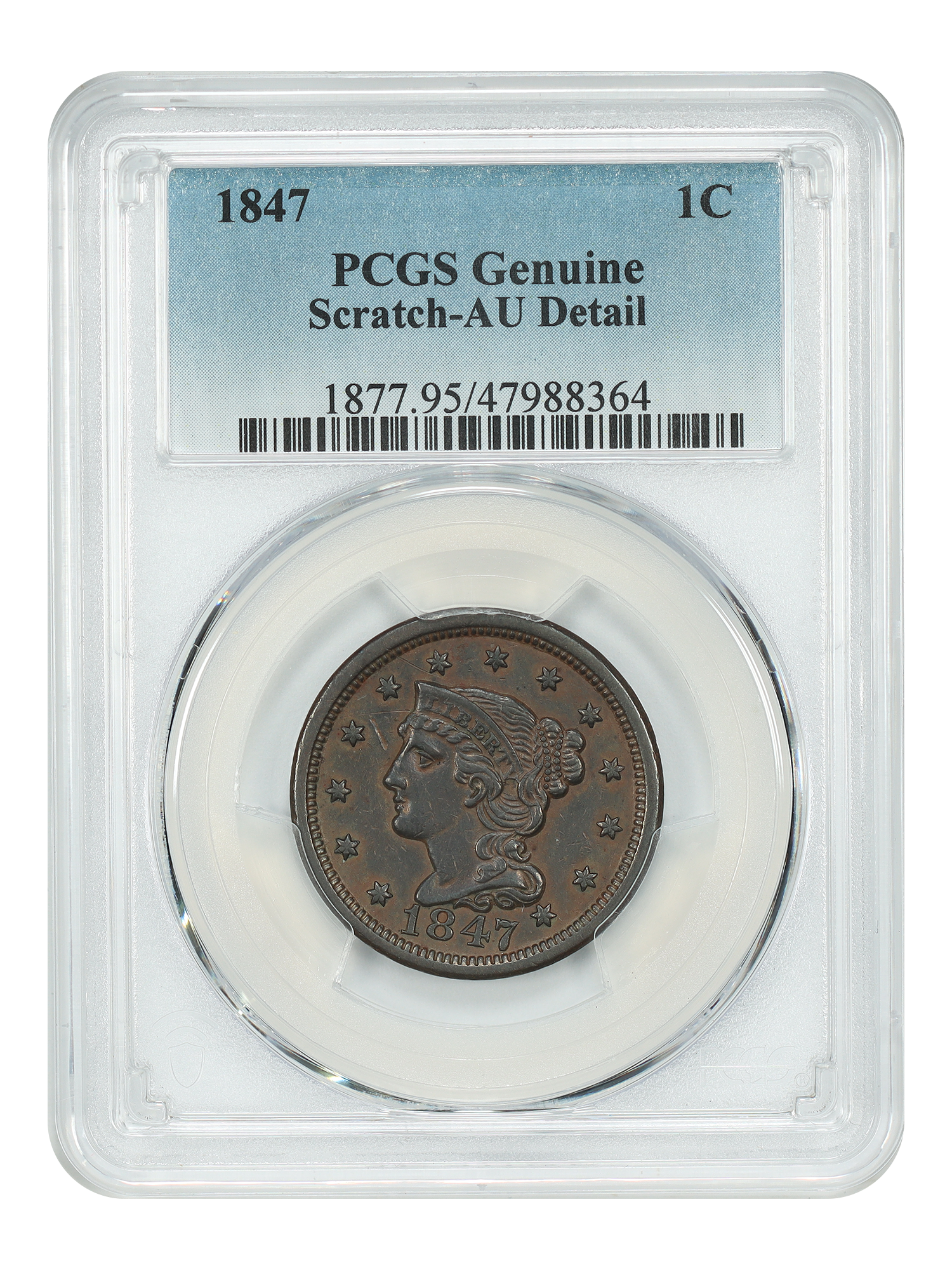 1847 1C PCGS AU Details (Scratch)