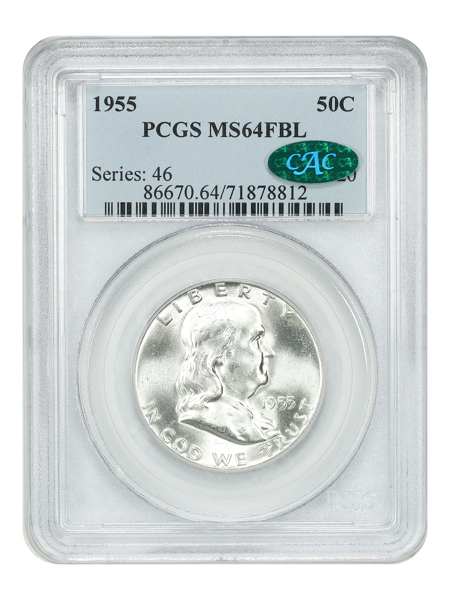 1955 50C PCGS/CAC MS64FBL