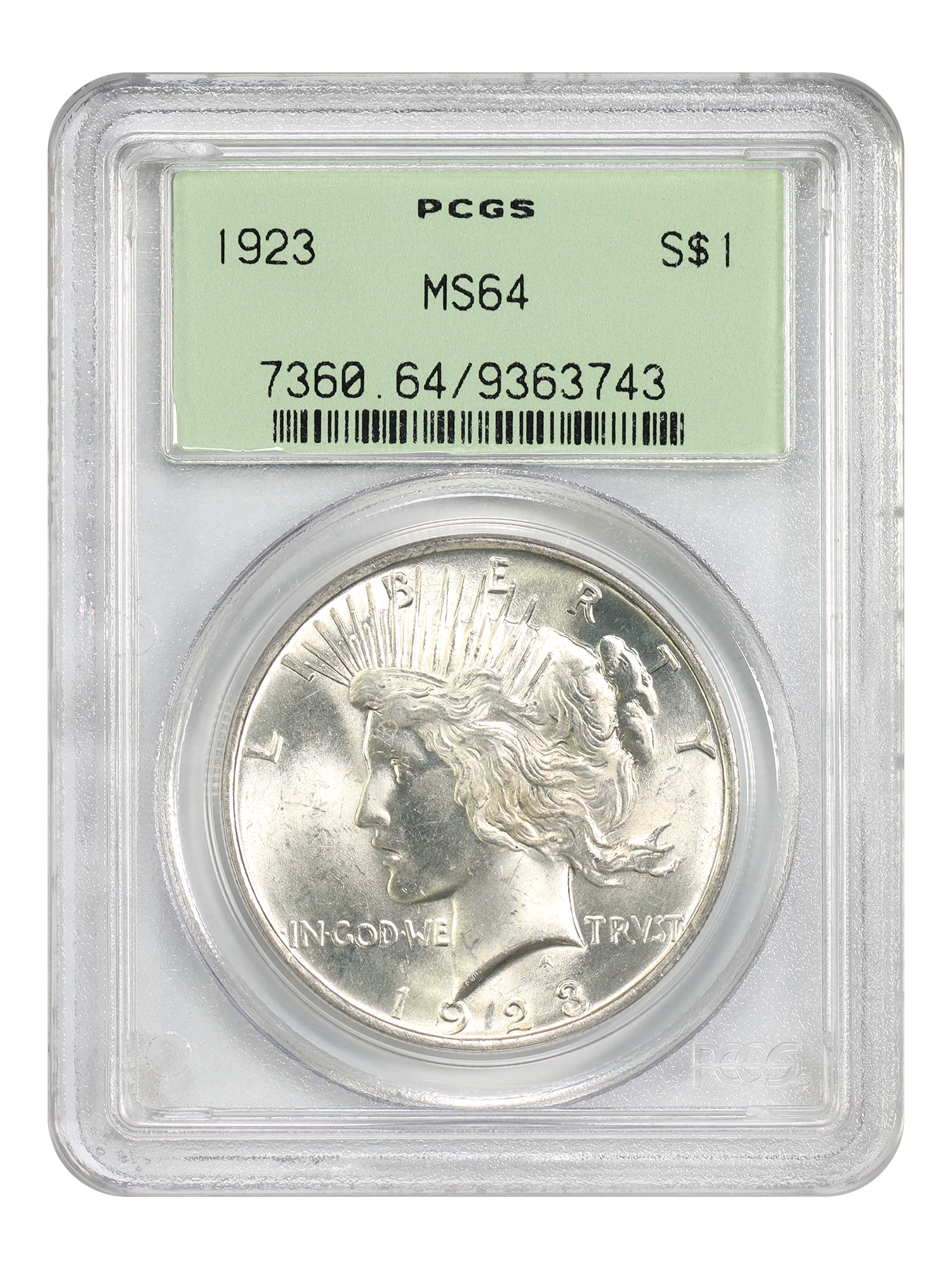 1923 $1 PCGS MS64 (OGH)