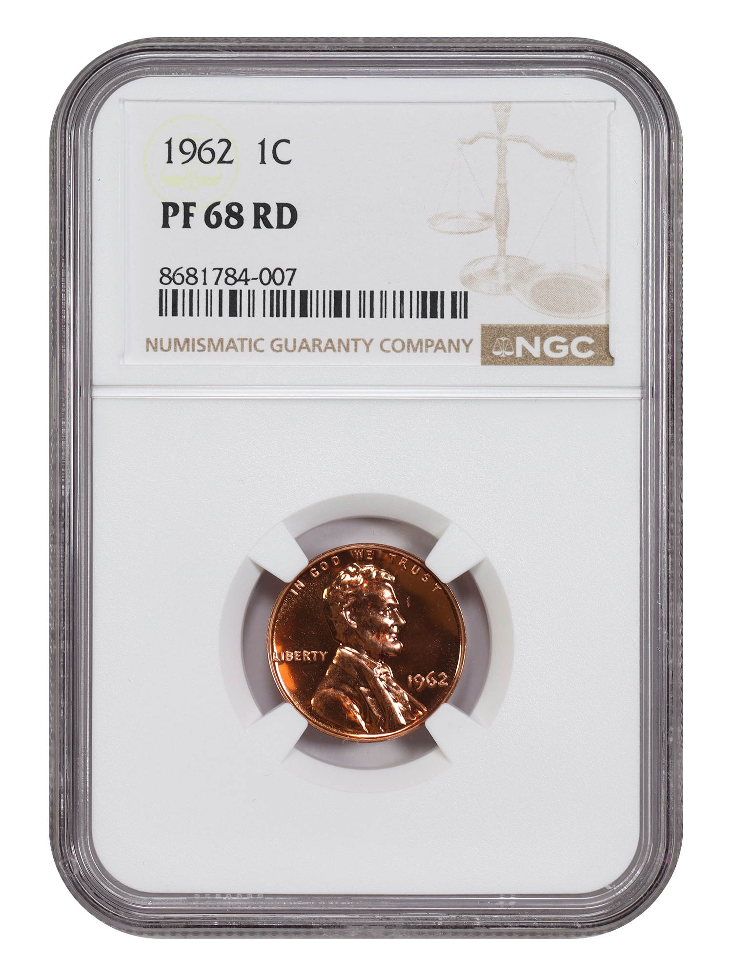 1962 1C NGC PR68RD