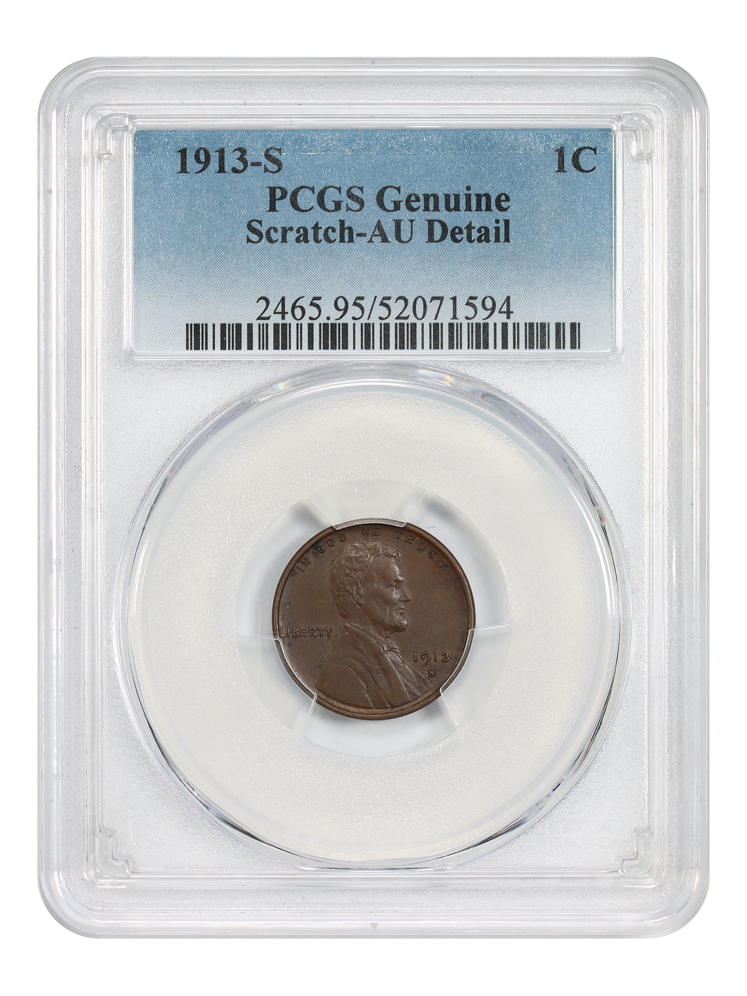 1913-S 1C PCGS AU Details (Scratch)