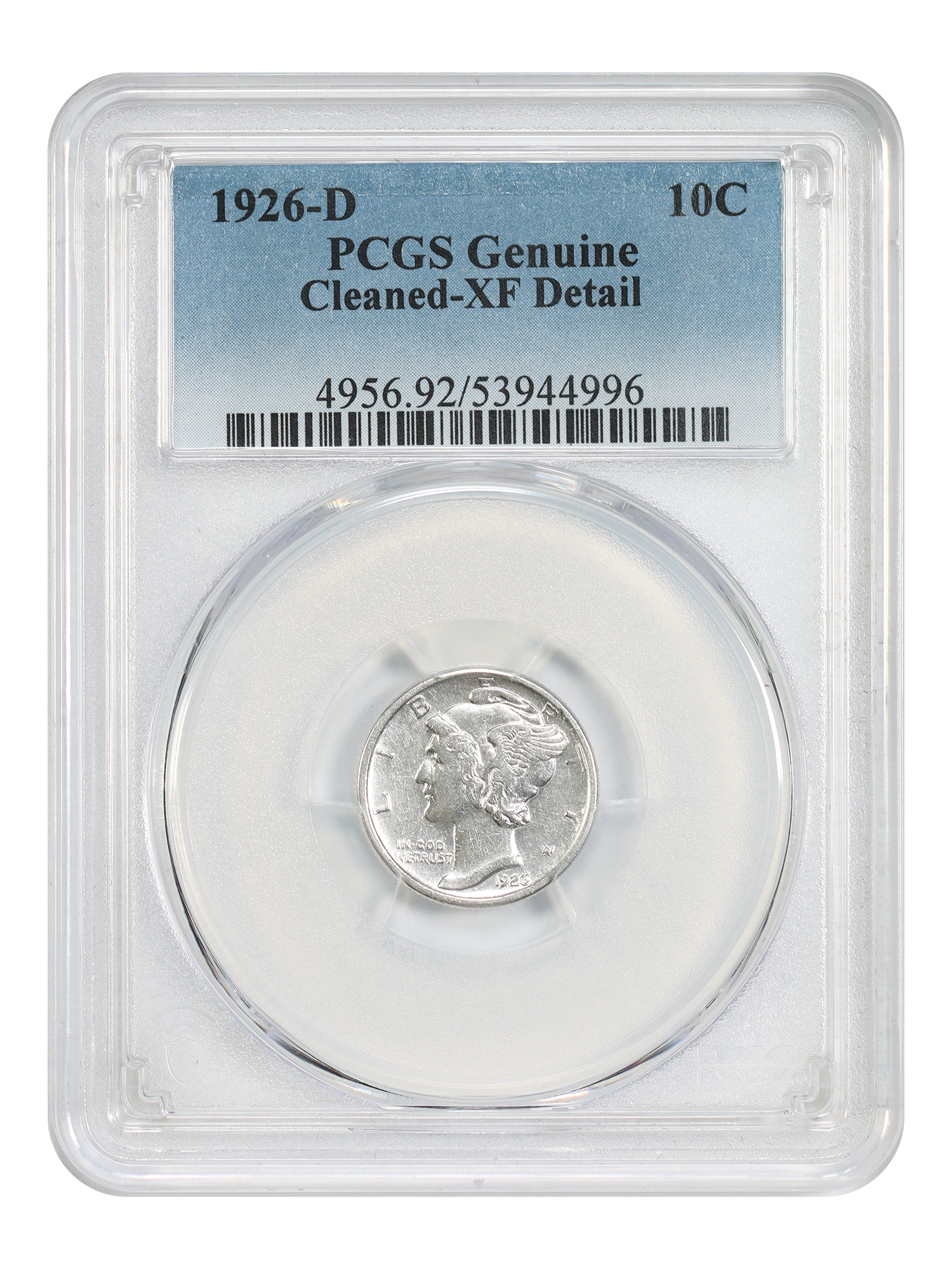 1926-D 10C PCGS XF Details (Cleaned)
