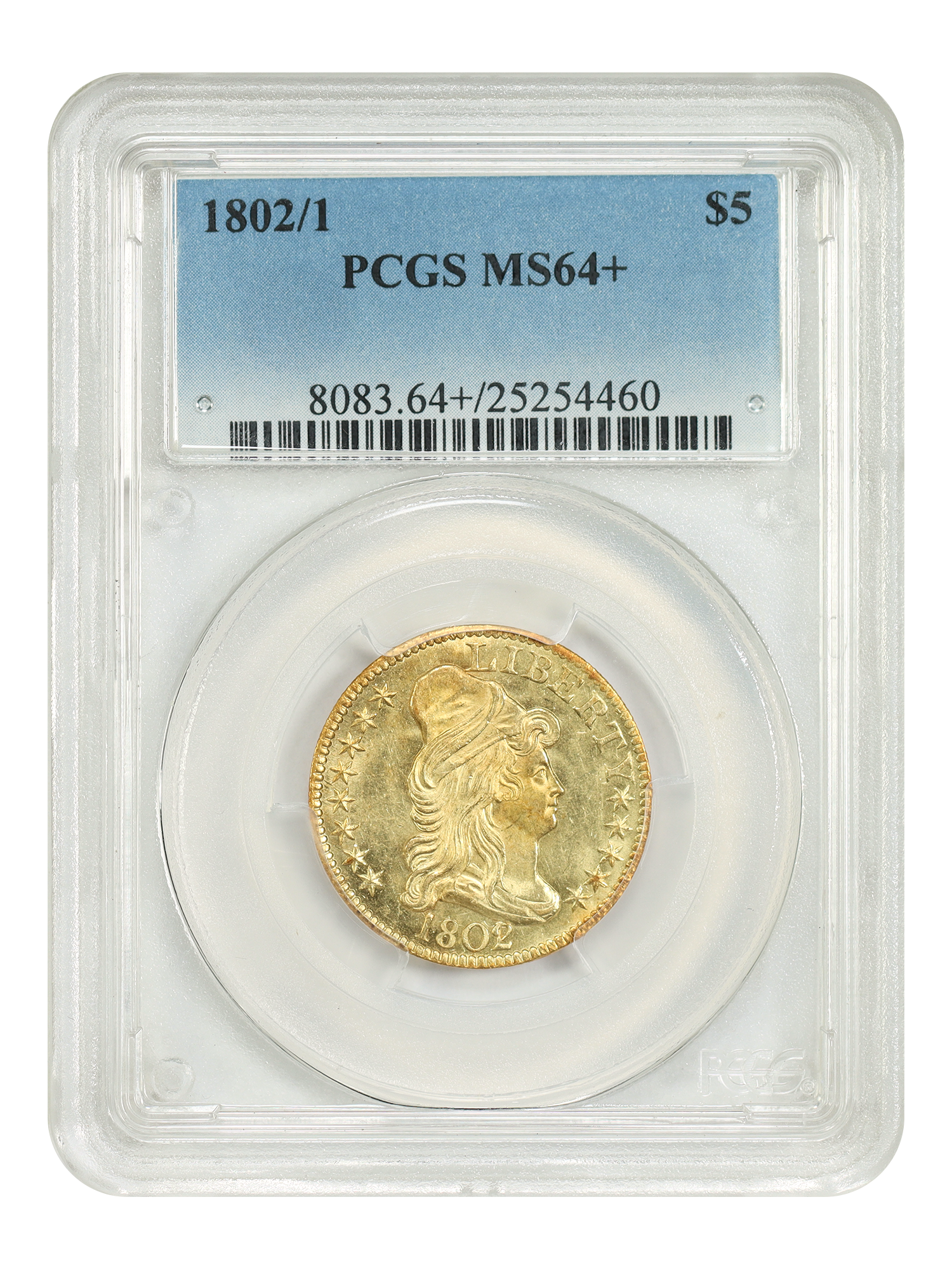 1802/1 $5 PCGS MS64+