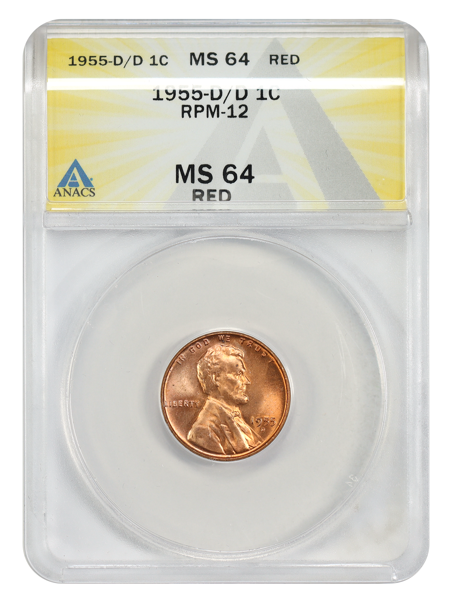 1955-D/D 1C ANACS MS64RD (RPM-12)
