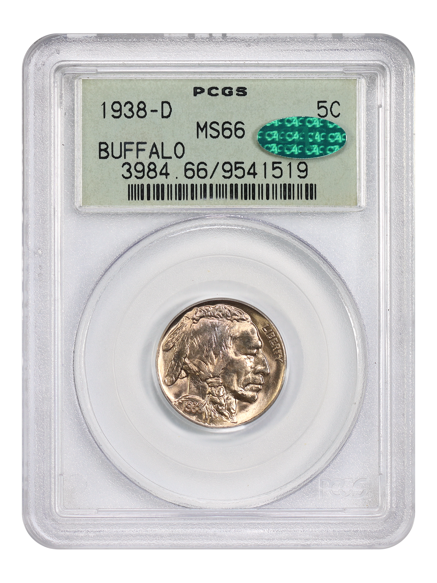 1938-D 5C Buffalo PCGS/CAC MS66 (OGH)