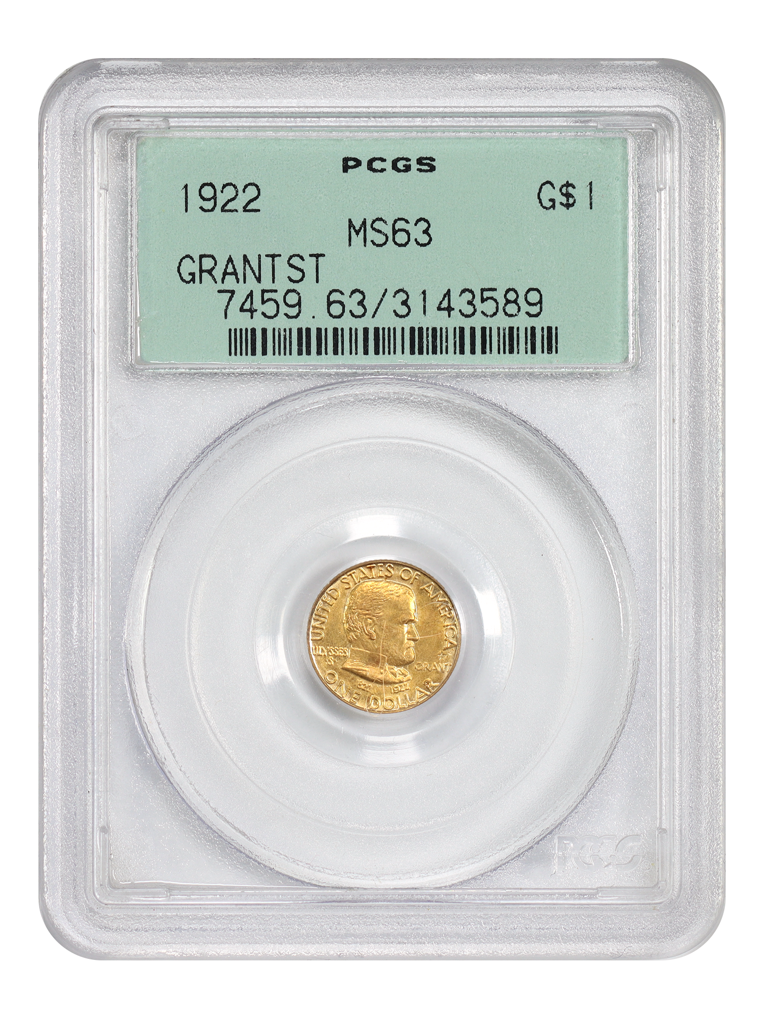 1922 G$1 Grant Star PCGS MS63 (OGH)