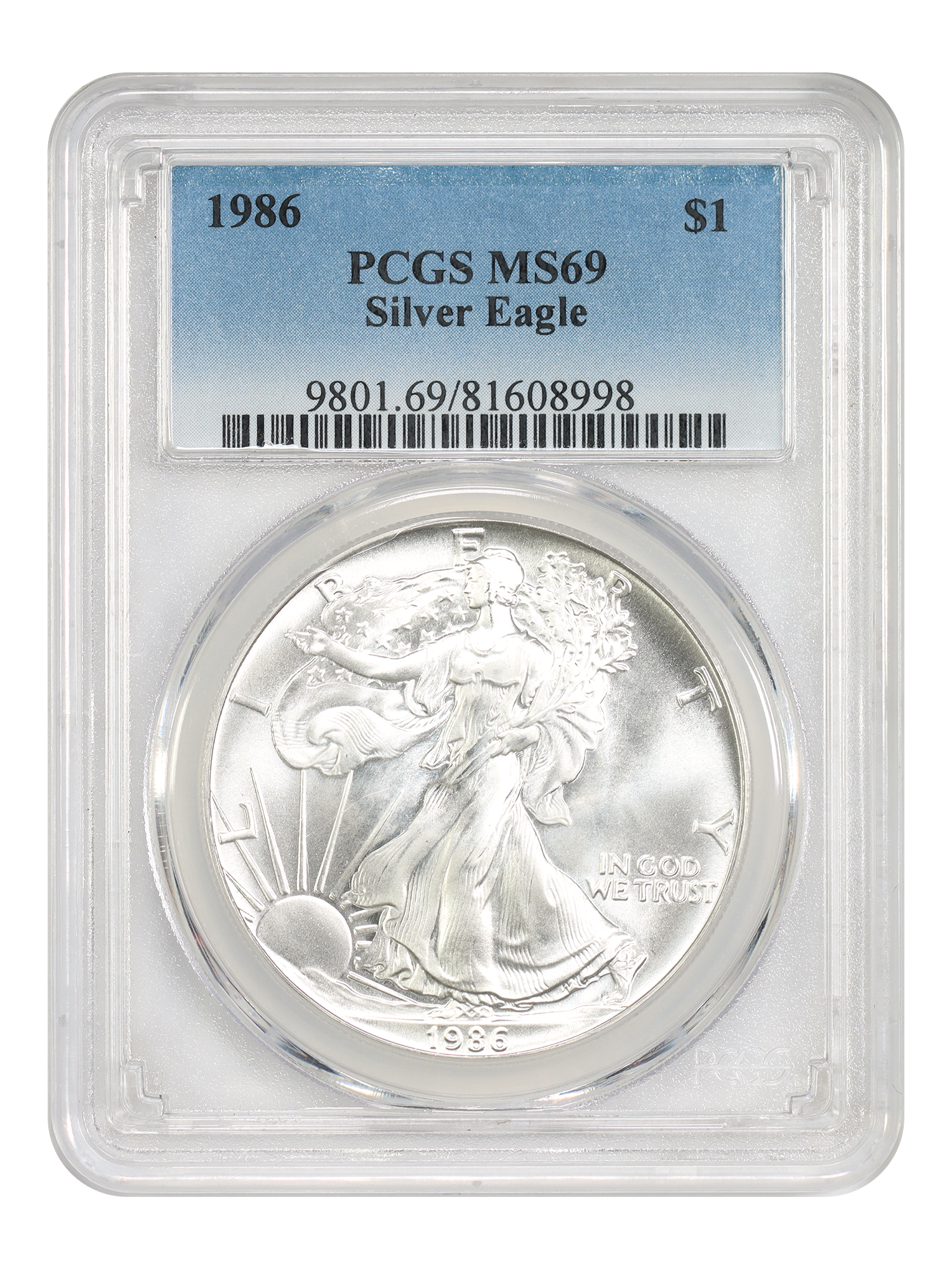 1986 $1 Silver Eagle PCGS MS69