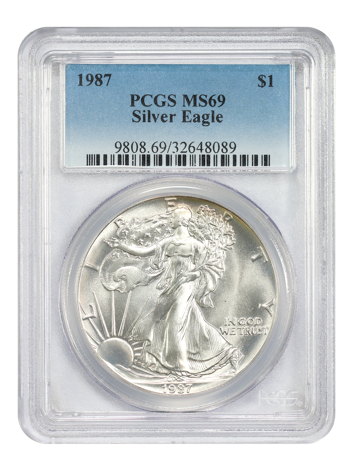 1987 $1 Silver Eagle PCGS MS69