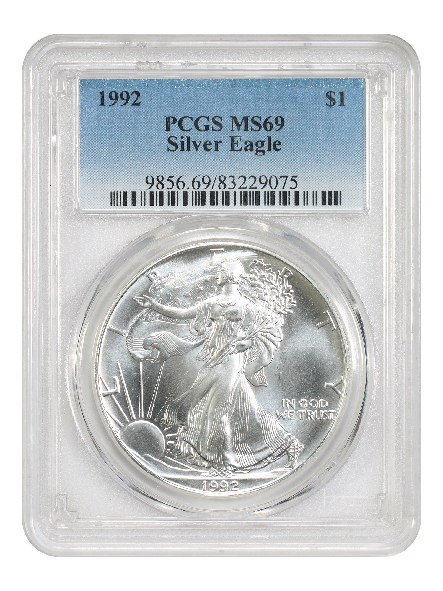 1992 $1 Silver Eagle PCGS MS69