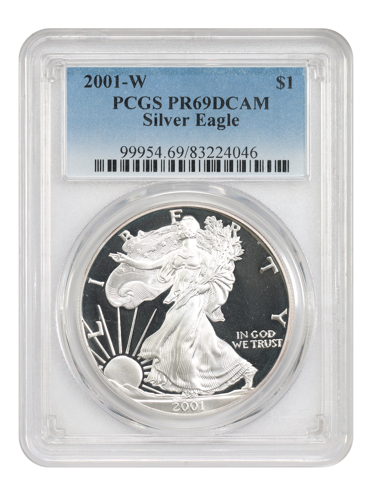 2001-W $1 Silver Eagle PCGS PR69DCAM