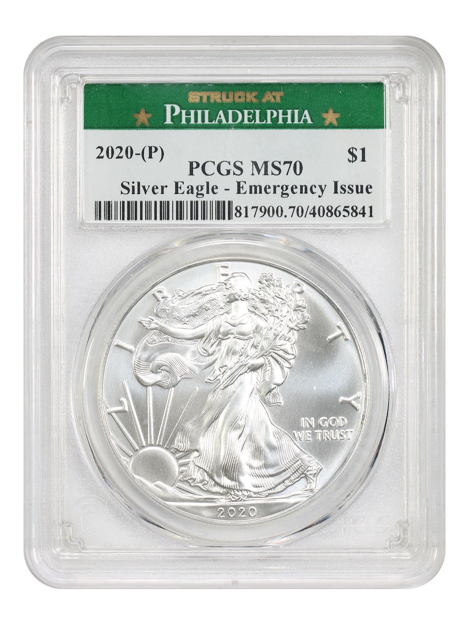 2020-(P) $1 Silver Eagle PCGS MS70 (Emergency Issue)
