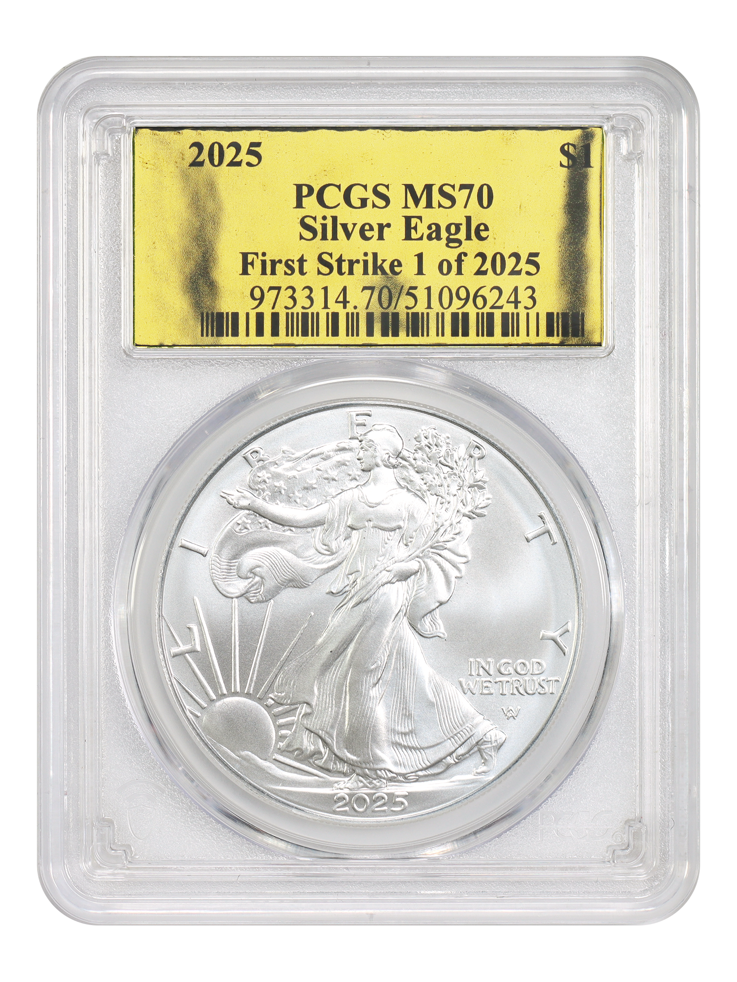 2025 $1 Silver Eagle PCGS MS70 (First Strike, 1 of 2025)